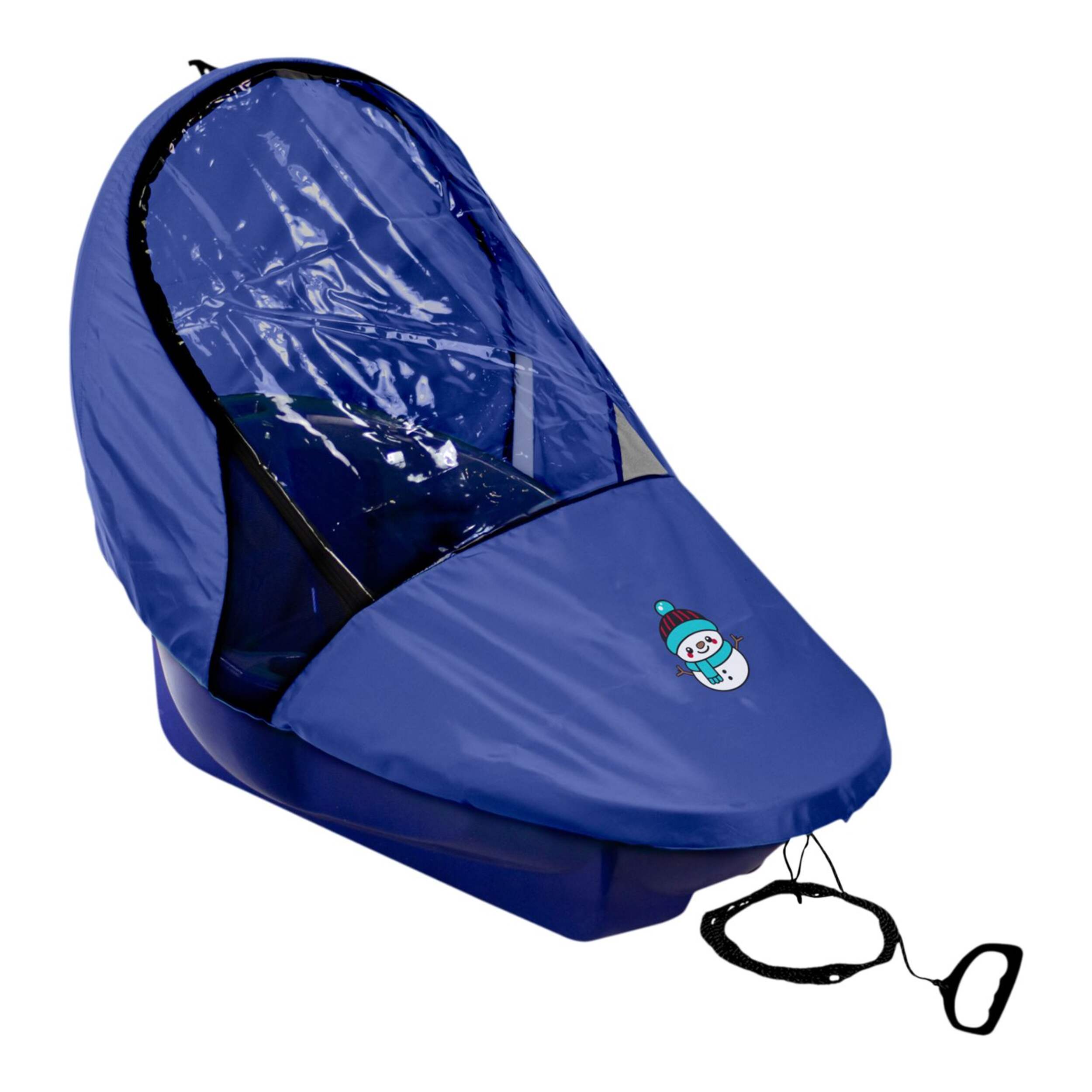 Snocruzer Covered Baby Sled/Toboggan for Ages 12-36 Months, Blue Front_Angled_Right