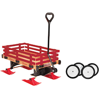 Millside Industries Express Kids' Convertible Wooden Wagon Sleigh/Sled For All Seasons, Ages 3+