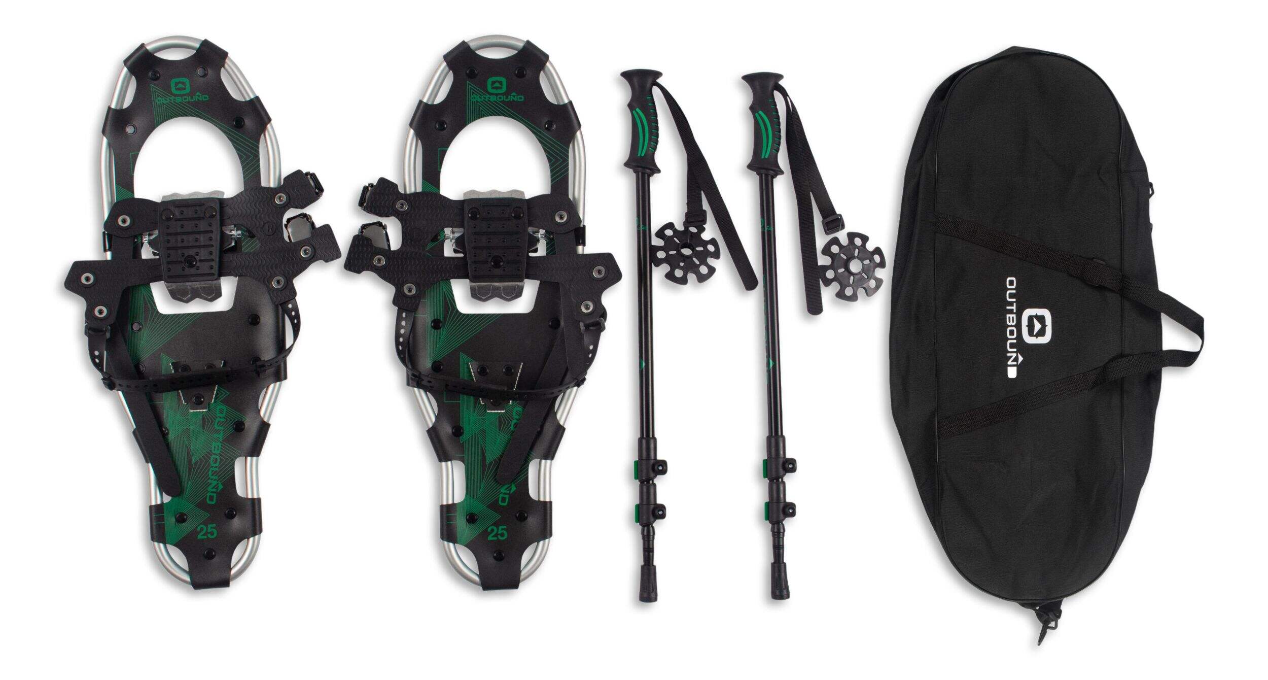 Outbound Lightweight Aluminum Snowshoes with Hiking Poles & Carrybag, Black Composite_or_Mixed