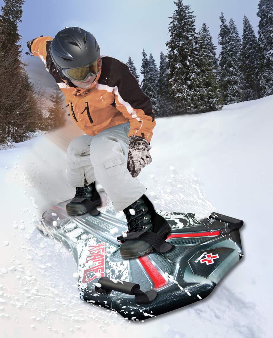 Planche de ski de planche de luge de marque Gymax avec sangles de pied  réglables Sports d'hiver snowboard