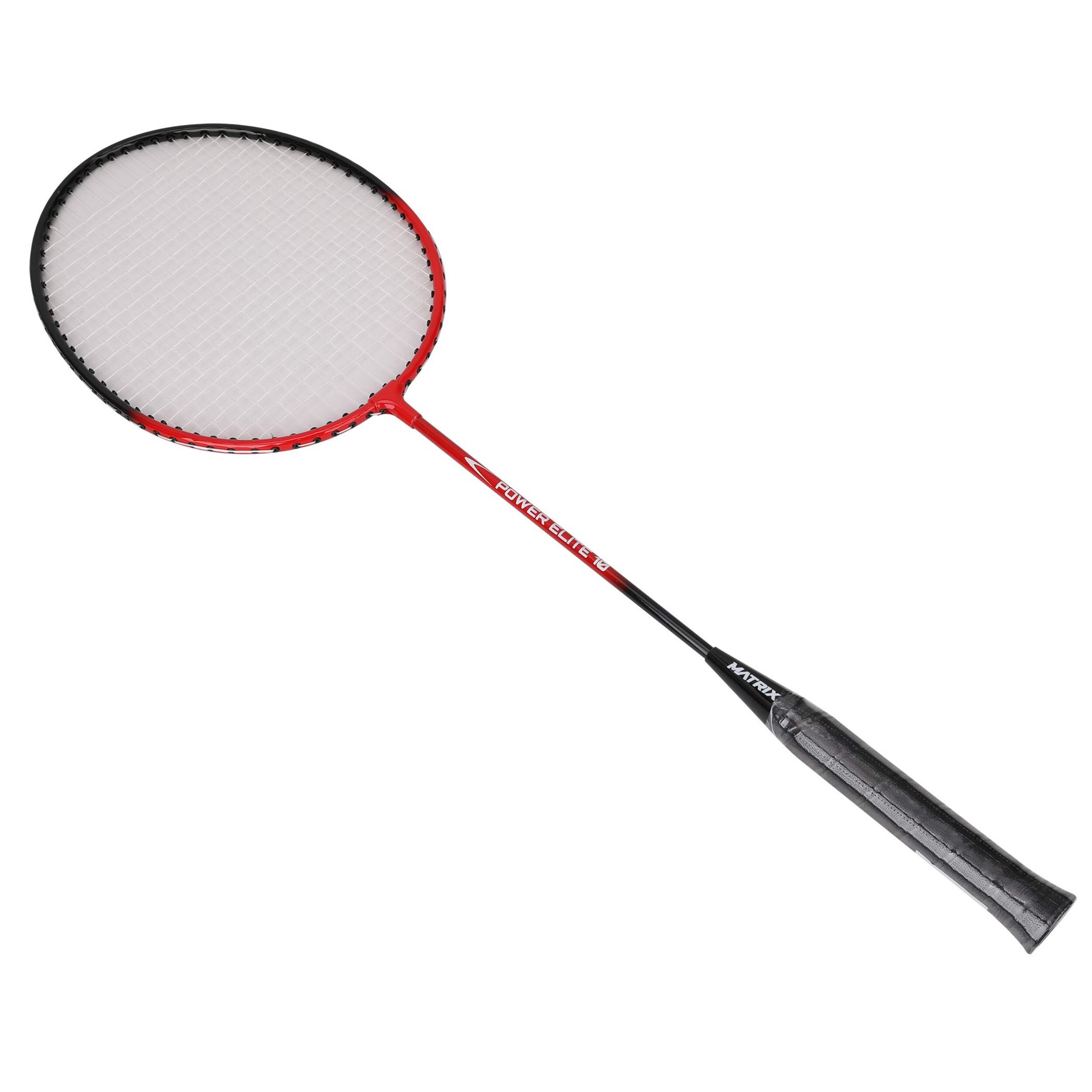 Raquette de badminton en acier léger Matrix Power Elite 10, rouge/noir, 26 po Front_Angled_Right