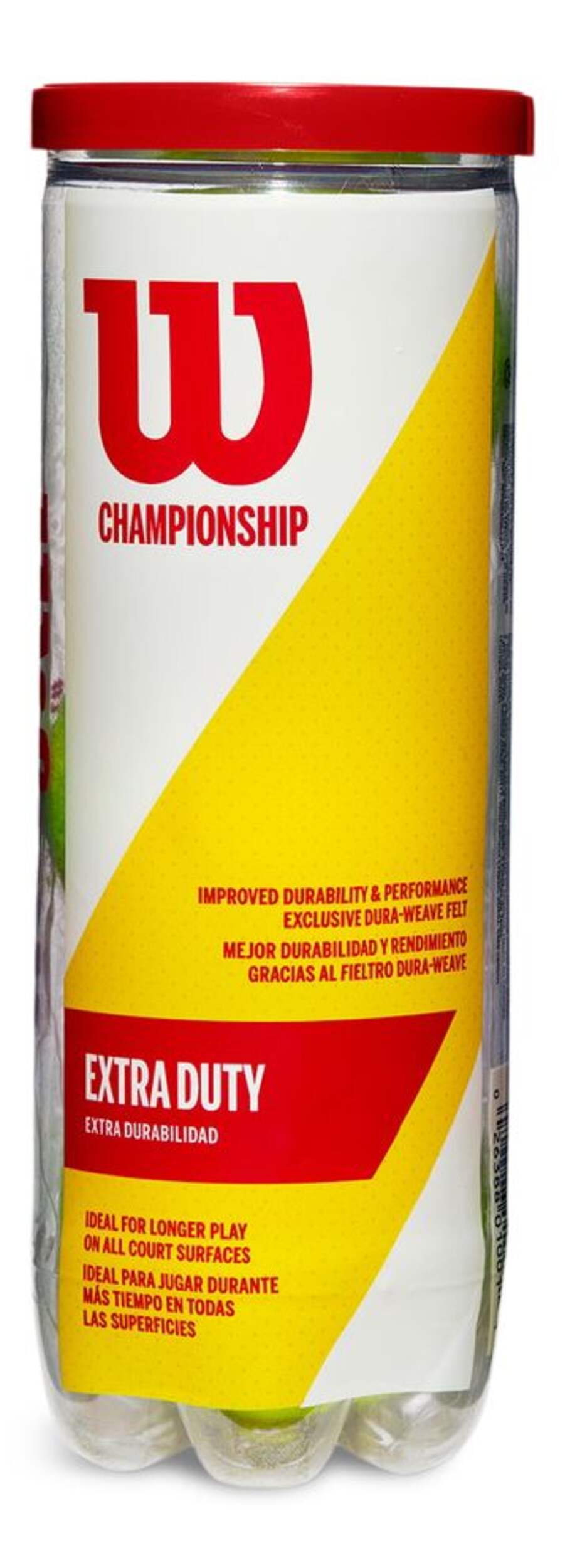 Wilson Championship Extra-Duty All Court Tennis Balls, Yellow, 3-pk Front_Flat