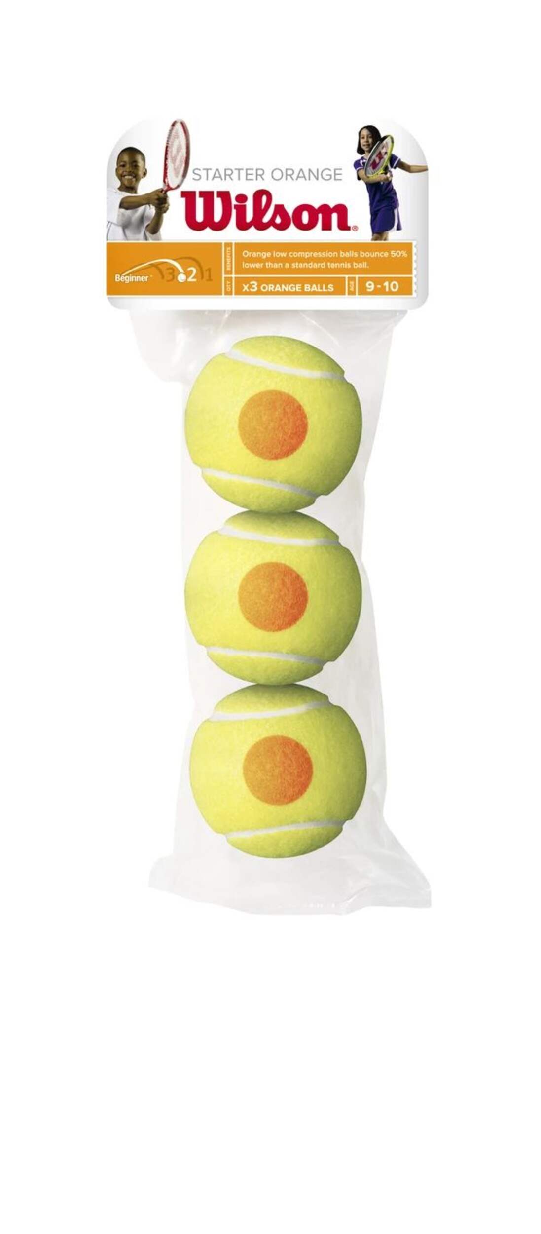 Wilson Starter Game Tennis Balls, Yellow/Orange, 3-pk Front_Flat