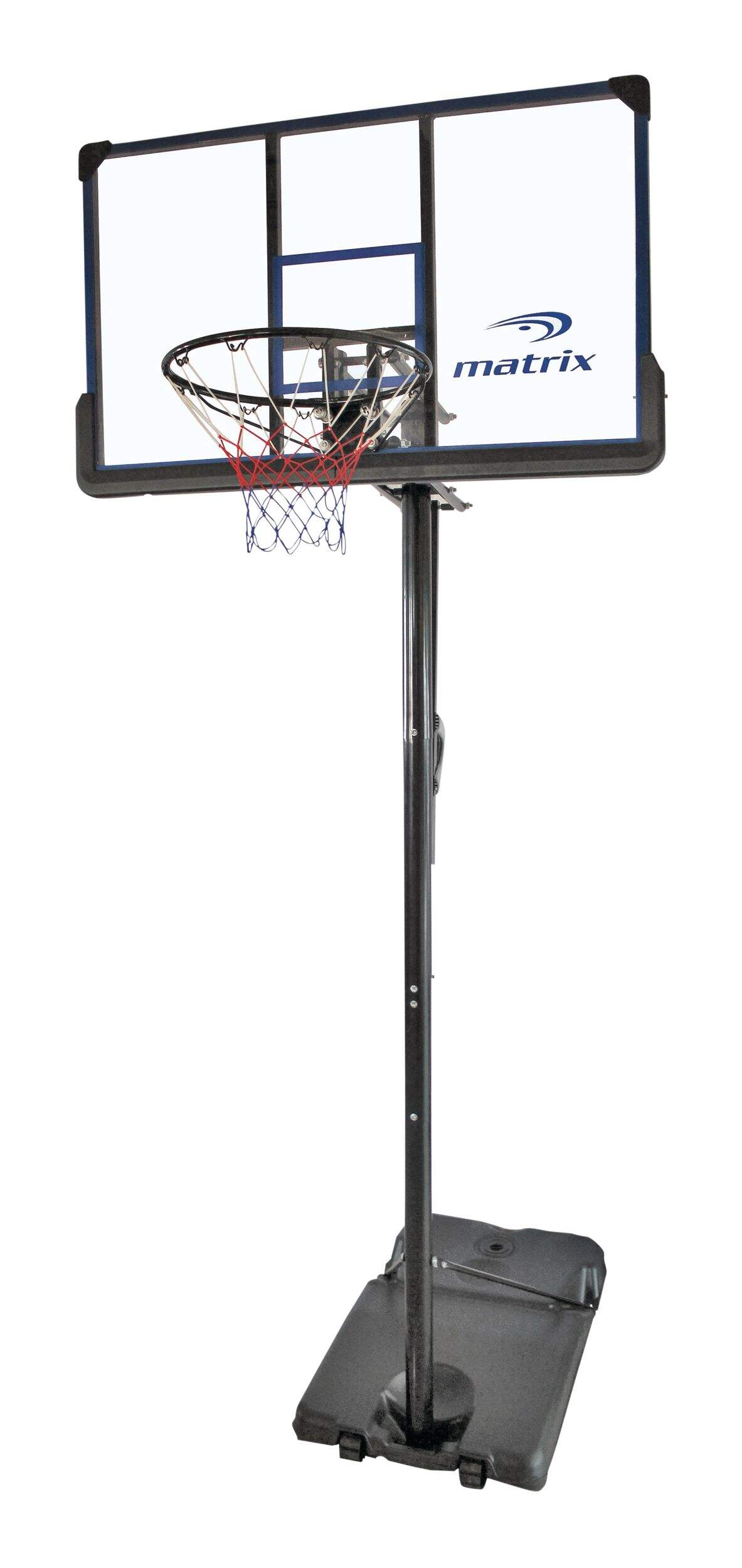 Matrix Portable Adjustable Basketball Backboard, Hoop & Net System, 48-in Front_Three_Fourths_Angled_Left