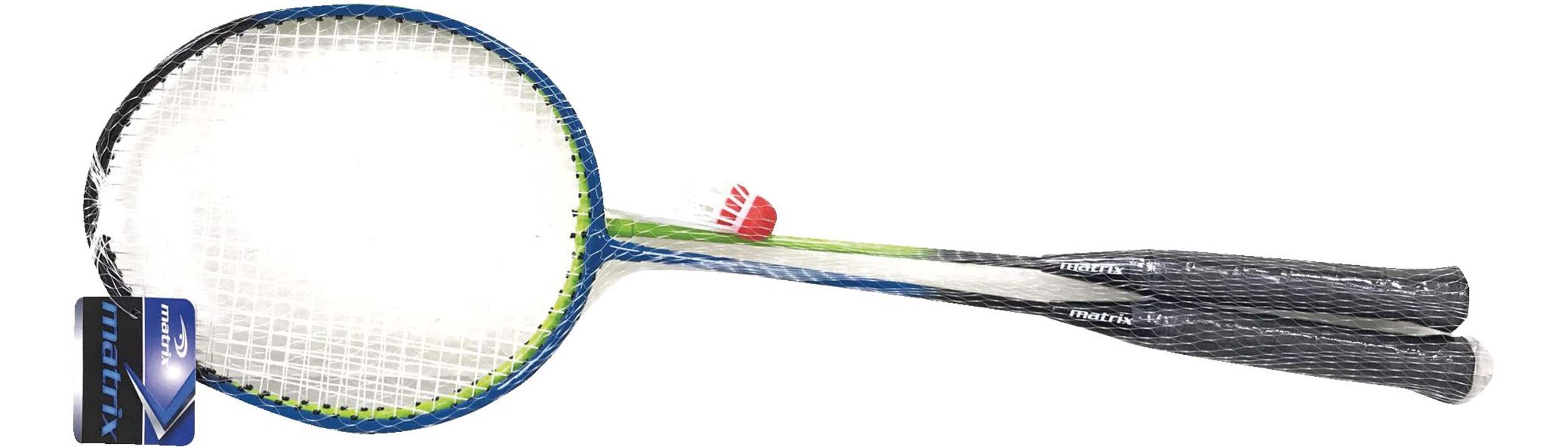 Matrix 2-Player Steel Badminton Racquet/Racket & Shuttlecock Birdie Set, 4-pc Front_Flat