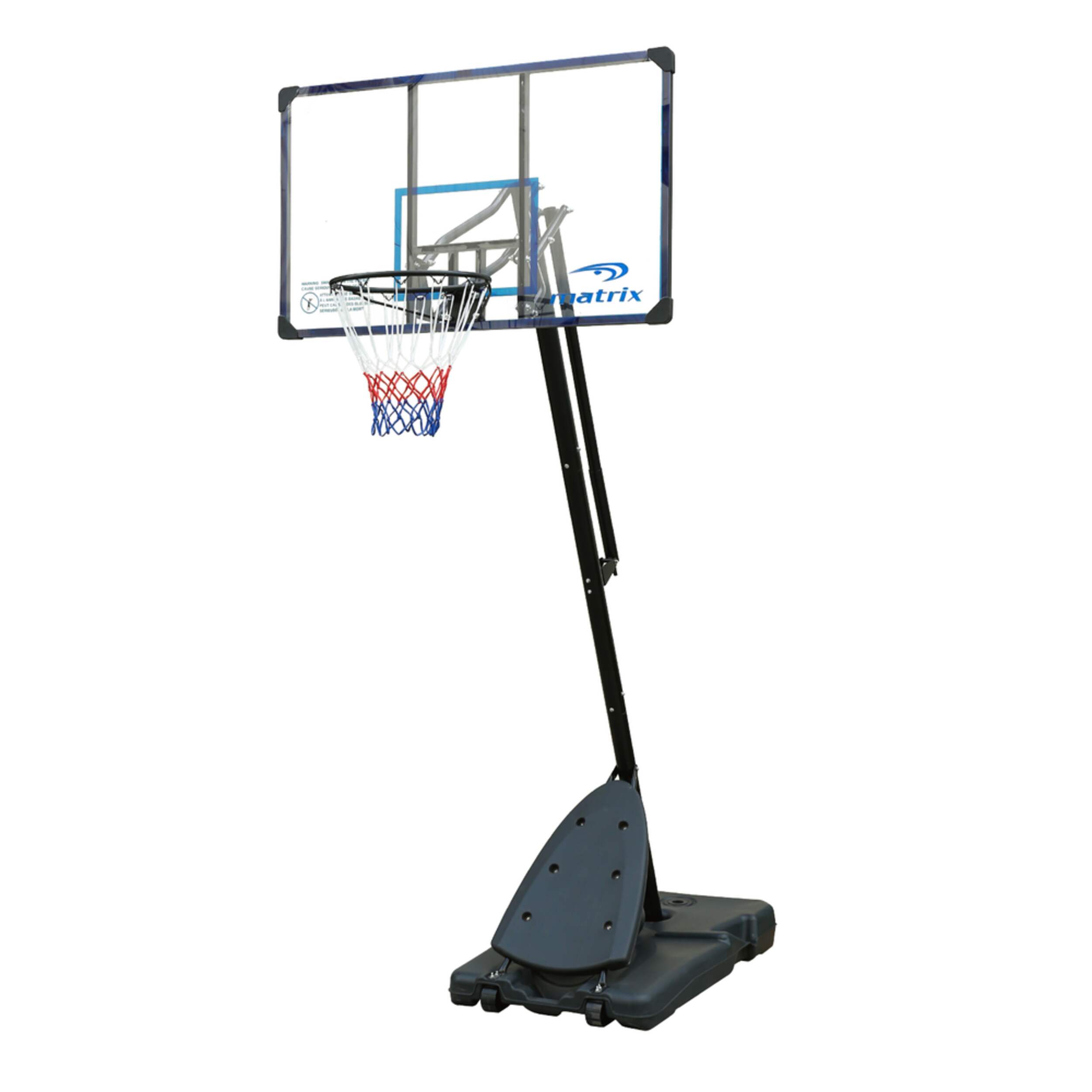 Matrix Portable Adjustable Basketball Backboard, Hoop & Net System w/ Breakaway Rim, 54-in Front_Three_Fourths_Angled_Left