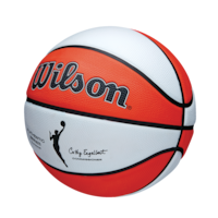 Wilson WNBA Authentic Series Youth Kids' Outdoor Basketball, Size 6 (28.5-in), Orange/White Front_Three_Fourths_Angled_Left
