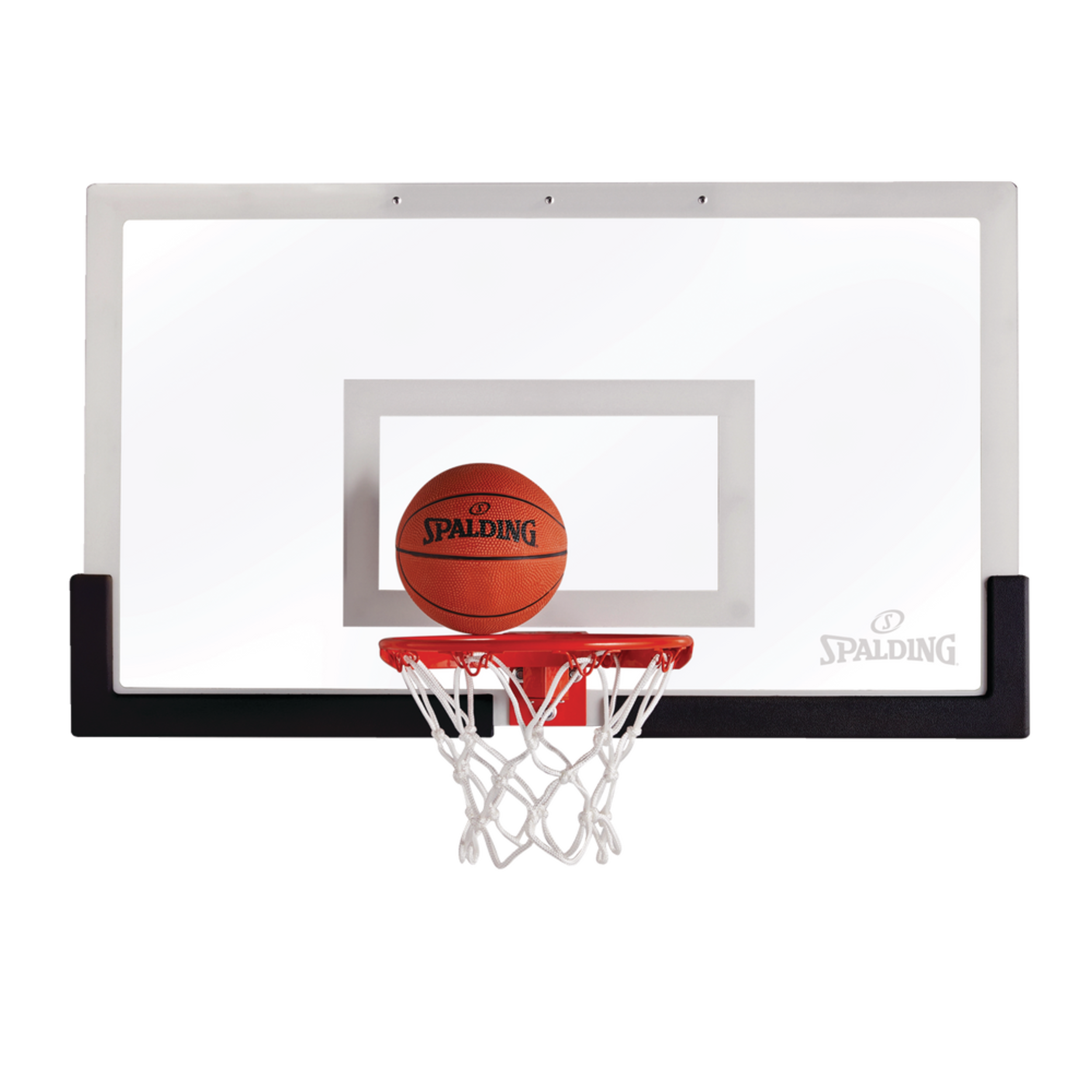 Spalding 180° Arena Slam Jam Pro Over-The-Door Mini Basketball Hoop & Net with Ball Front_Flat