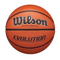 Wilson Evolution Indoor Composite Game Basketball, Size 6, Brown Front_Flat