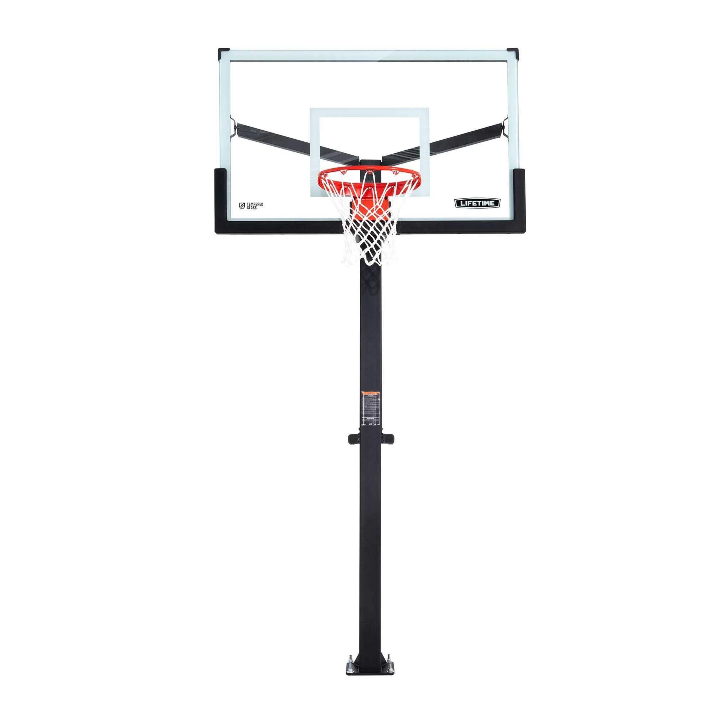 Lifetime Mommoth Bolt Down Basketball Hoop with 60-in Tempered Glass Front_Flat