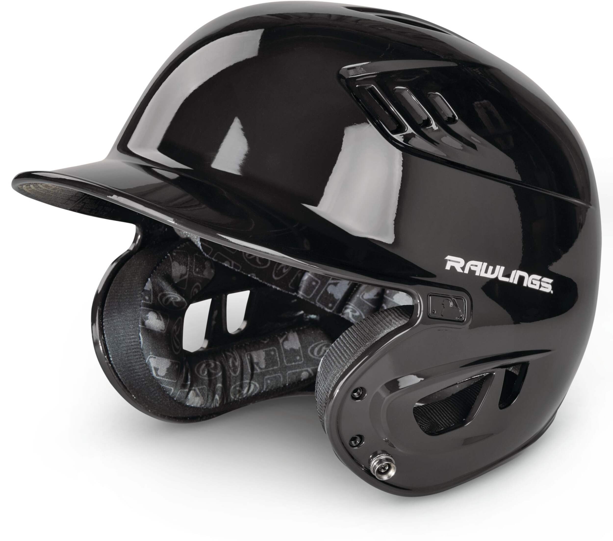 Rawlings Velo Series R16 Batting Helmet, Black, Adult Front_Three_Fourths_Angled_Left