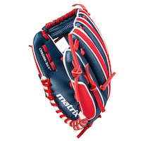 Matrix Youth Baseball Fielding Glove, Blue/Red, 9-inch, Right-Hand Throw