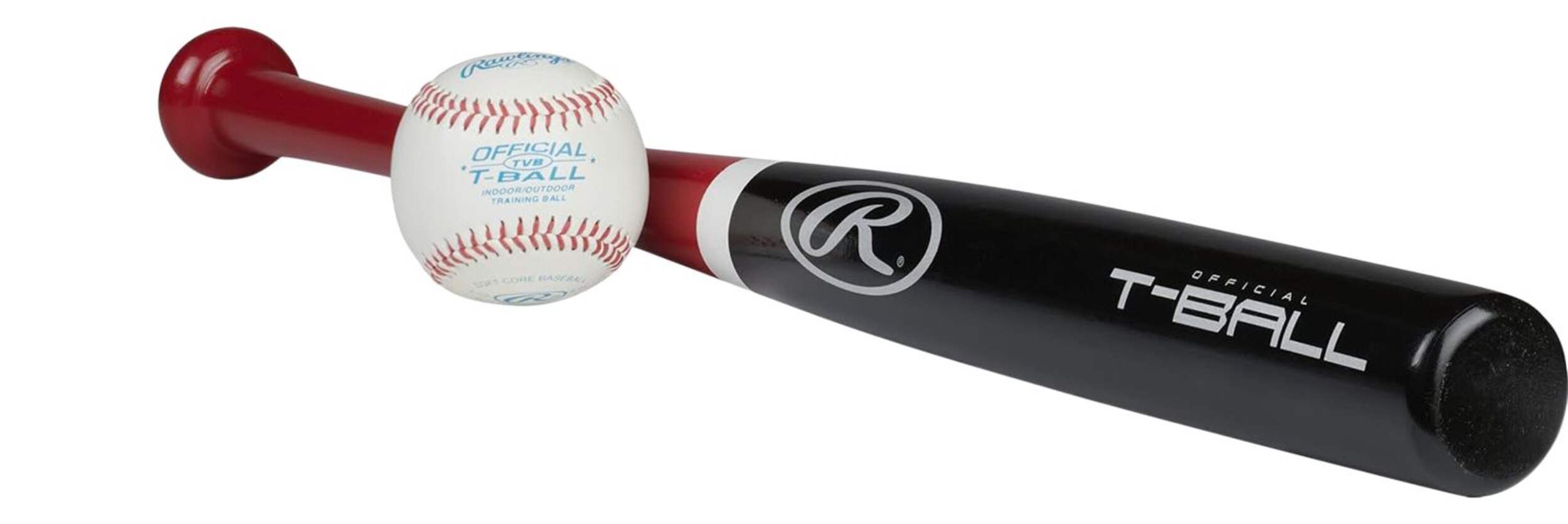 Rawlings Wood T-Ball Bat with Soft Training Ball Front_Three_Fourths_Angled_Right