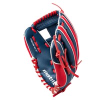 Matrix Youth Baseball Fielding Glove, Blue/Red, 10-inch, Right-Hand Throw Front_Three_Fourths_Angled_Left