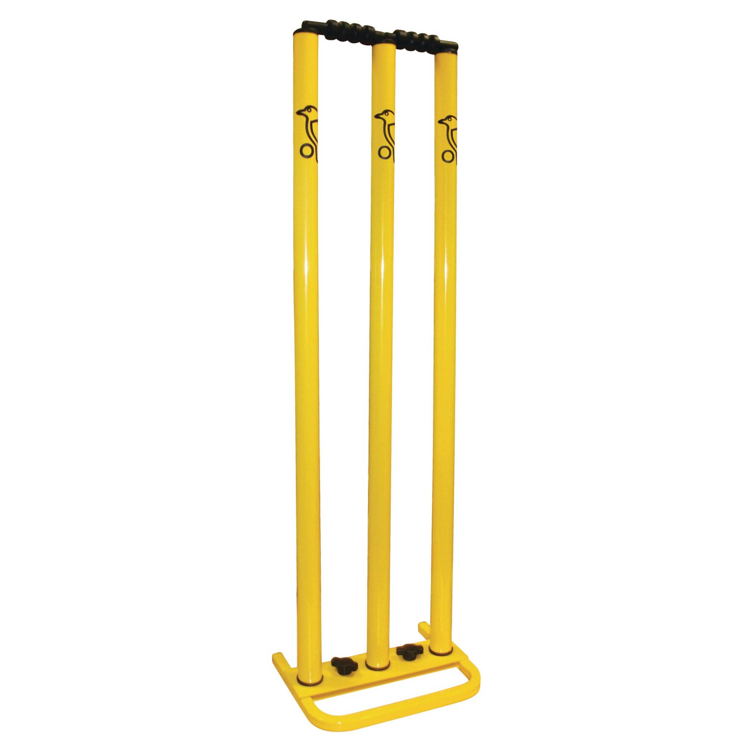 Kookaburra Sport Metal Cricket Wicket Stumps with Detachable Base, Yellow Front_Three_Fourths_Angled_Right