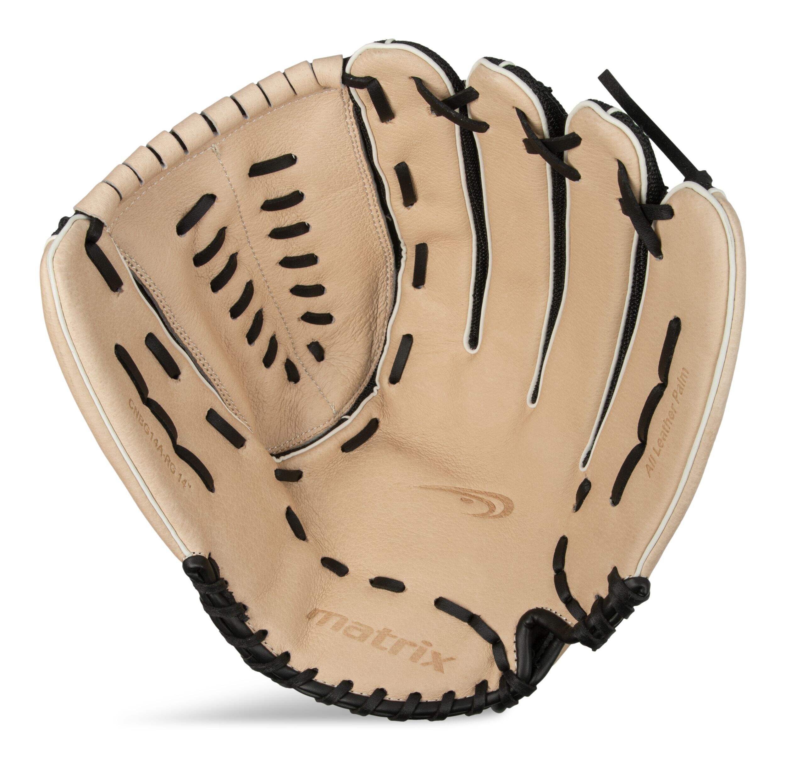 Matrix Softball Fielding Glove, Black/Camel, 14-inch, Right-Hand Throw Front_Flat