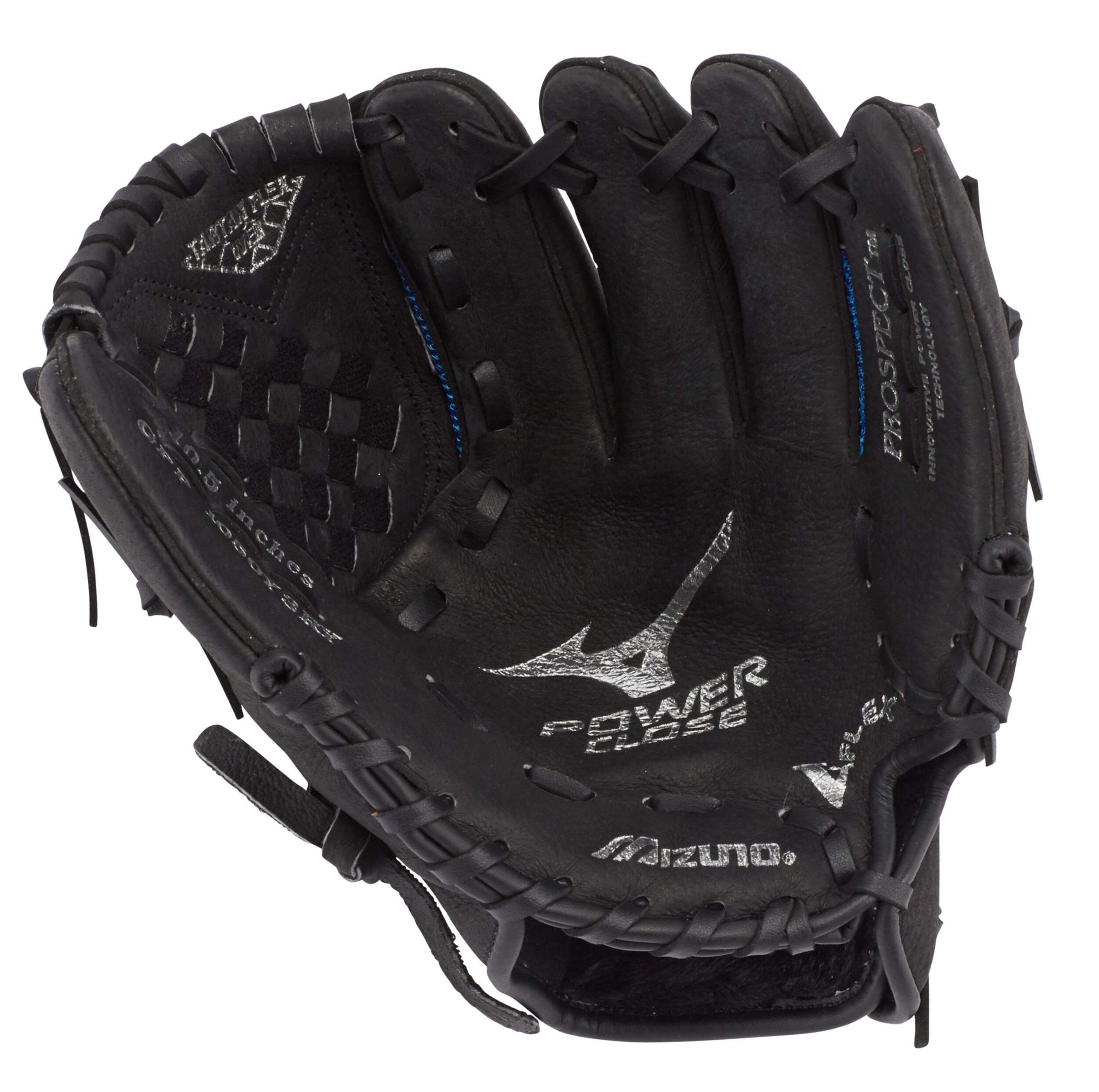 Mizuno Prospect Series PowerClose™ Baseball Glove 10.5-inch, BKRY, Right-Hand Throw Front_Flat