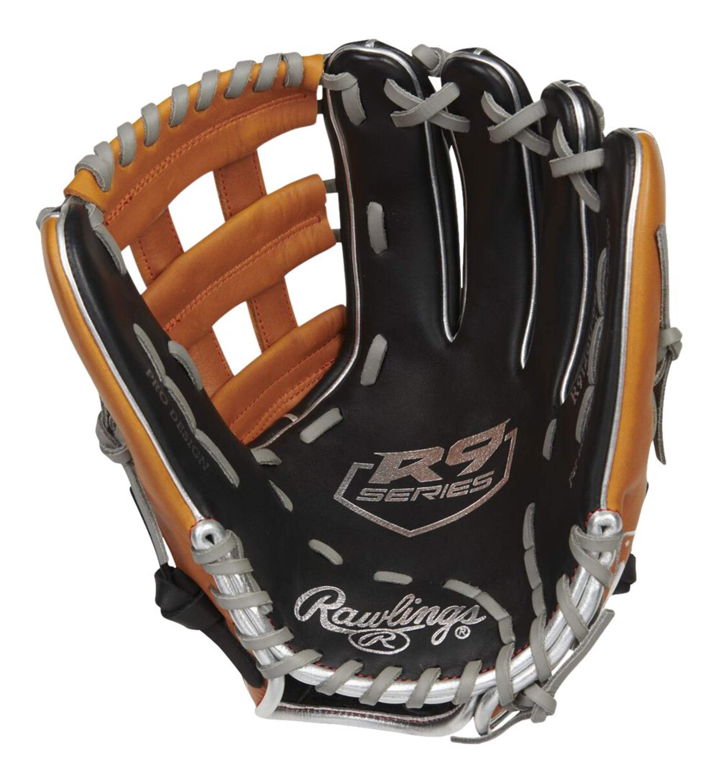 Rawlings R9 Youth Pro Taper Series Baseball Fielding Glove, Conv/Pro H Web, 12-inch, Left-Hand Throw Front_Flat