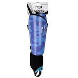 Matrix PeeWee Kids' Soccer Shin Guards w/ Adjustable Elastic Straps, Blue/Purple Front_Flat