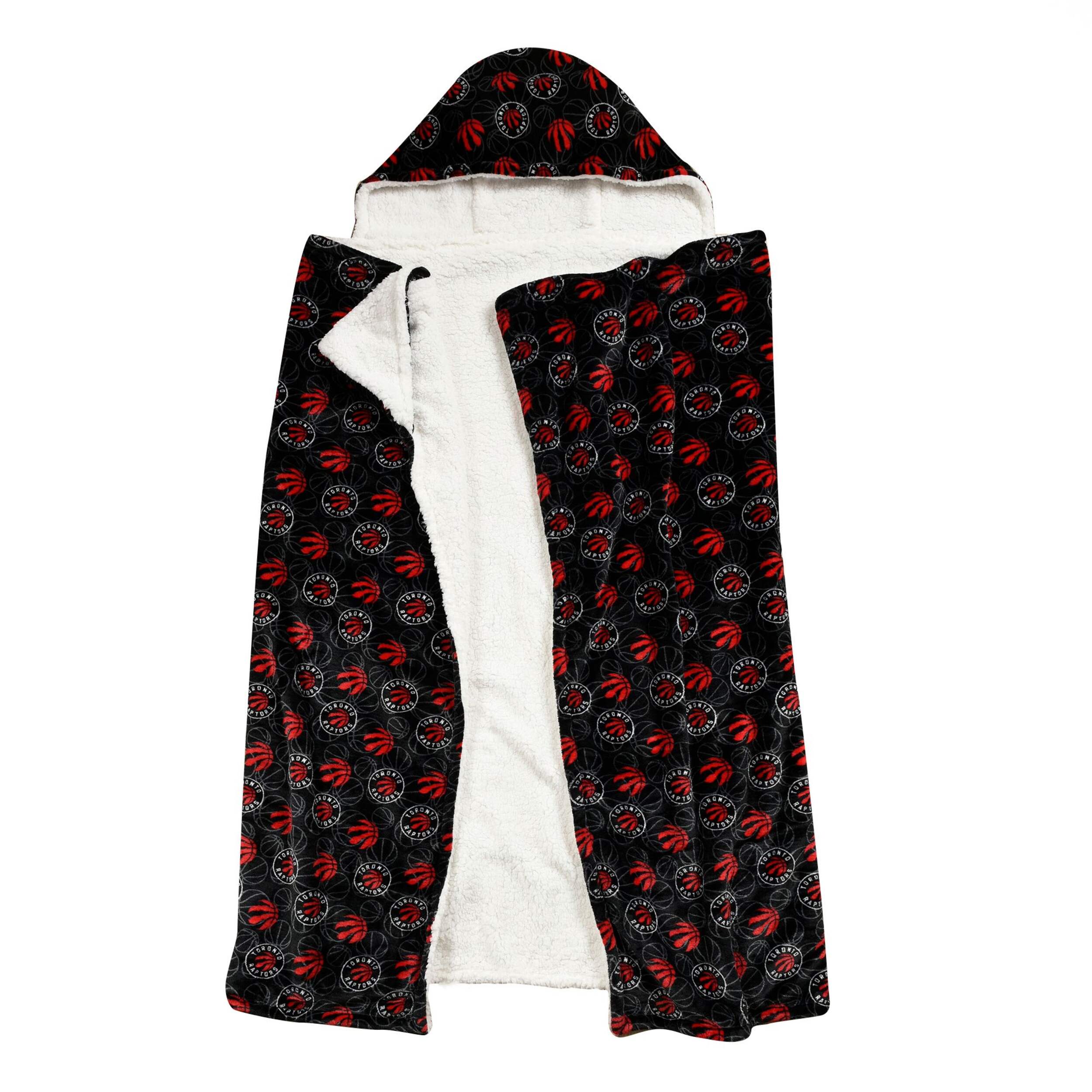 Toronto Raptors Hooded Ultra Plush Blanket Front_Flat