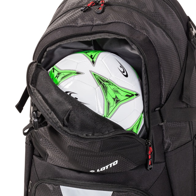 Lotto Premium Soccer Backpack for Youth/Adults, Polyester, Black