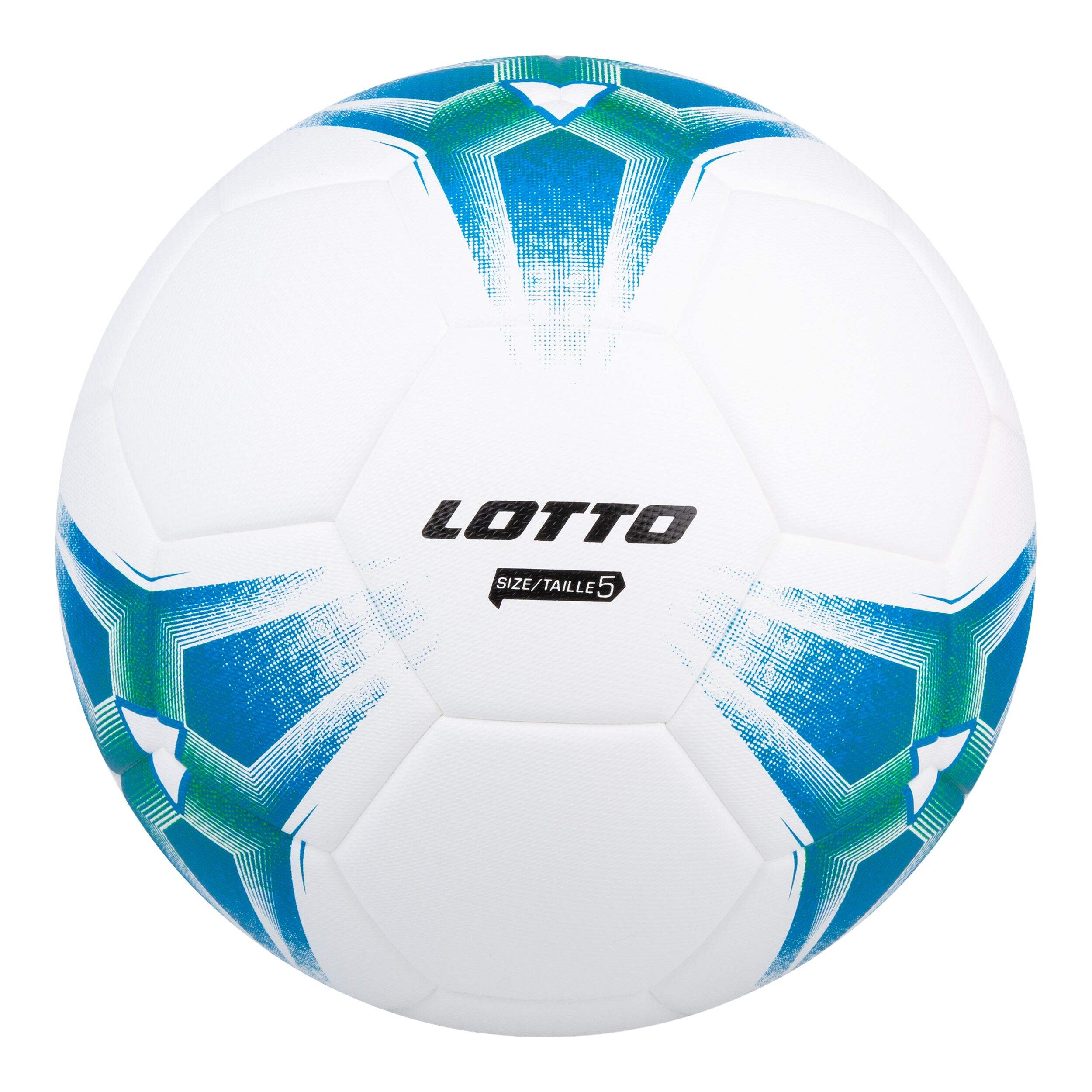 Lotto Thermobonded Soccer Ball for Youth/Adults, Water-Resistant, White/Blue, Size 5 Front_Flat