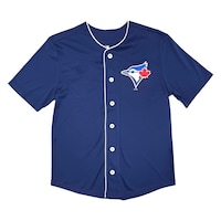 MLB Toronto Blue Jays Adult Short Sleeve Button Front Baseball Jersey, Navy, Assorted Sizes