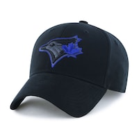 MLB Mass Blackball Unisex Adjustable Cotton Baseball Cap/Hat, One-Size, Blue Jays Front_Three_Fourths_Angled_Left