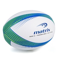 Matrix Senior Rugby Trainer Ball, Official Size, Composite, White Front_Three_Fourths_Angled_Right