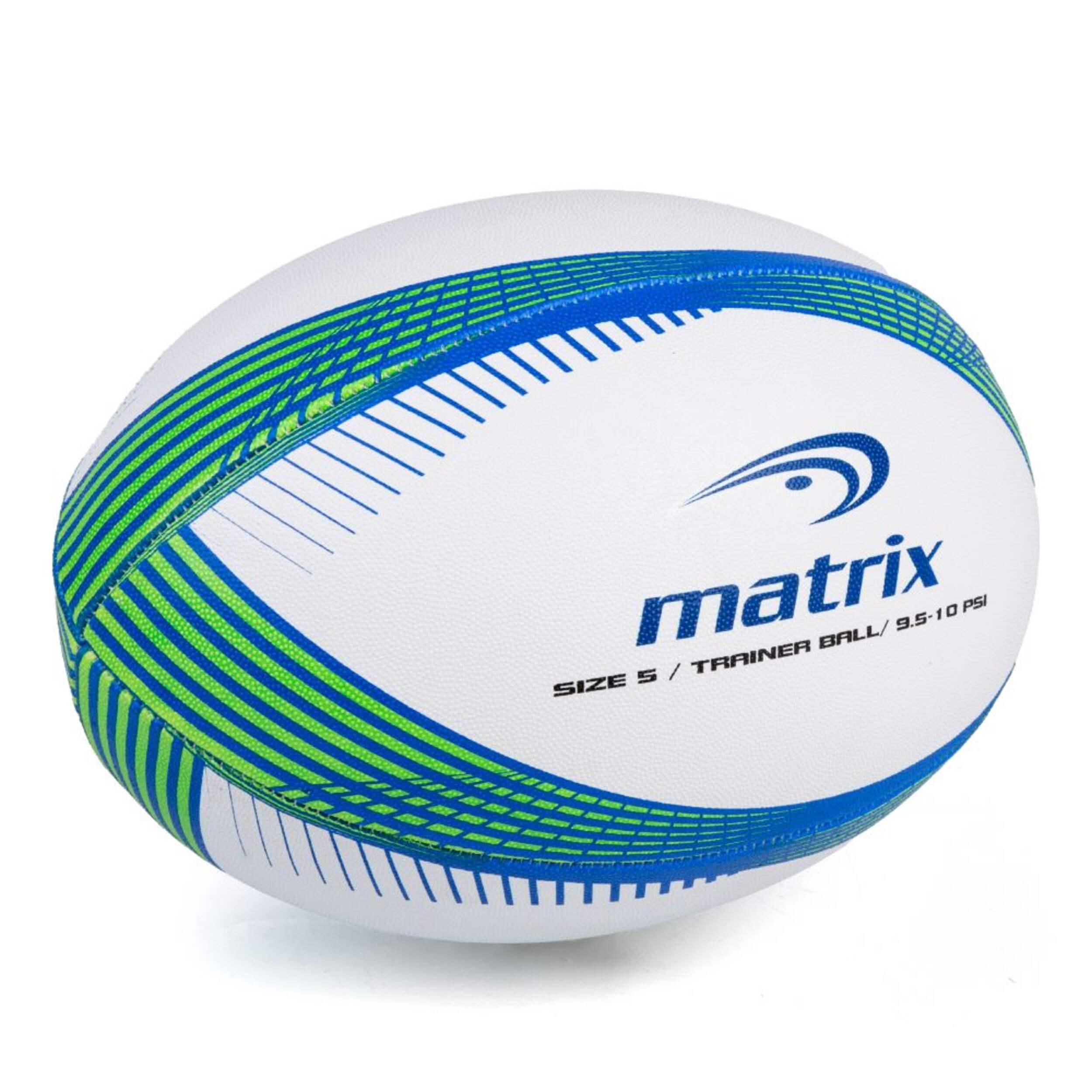 Matrix Senior Rugby Trainer Ball, Official Size, Composite, White Front_Three_Fourths_Angled_Right