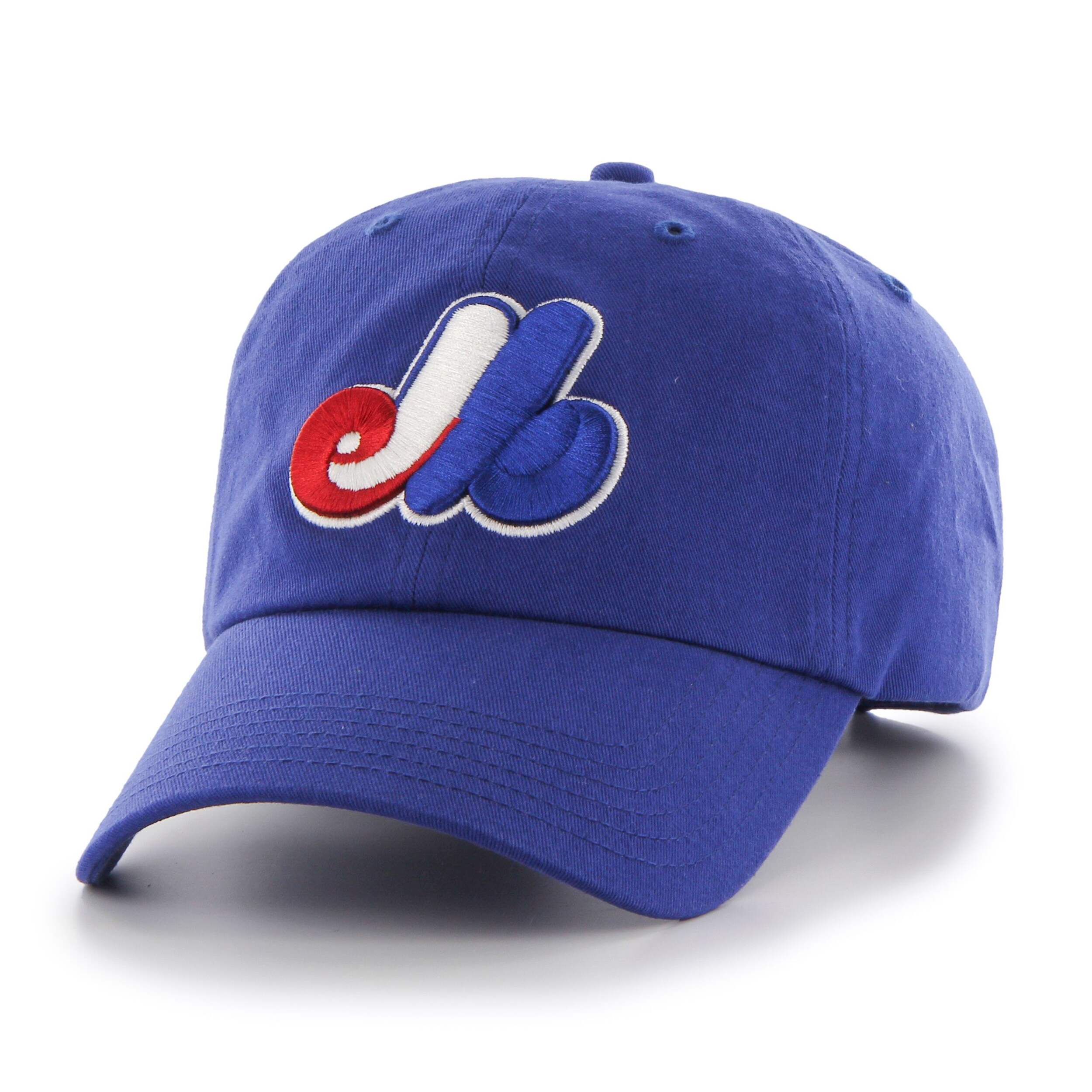 MLB Licensed Montreal Expos Mass Cleanup Hat, Stretch Fit/Adjustable, Blue Front_Angled_Left