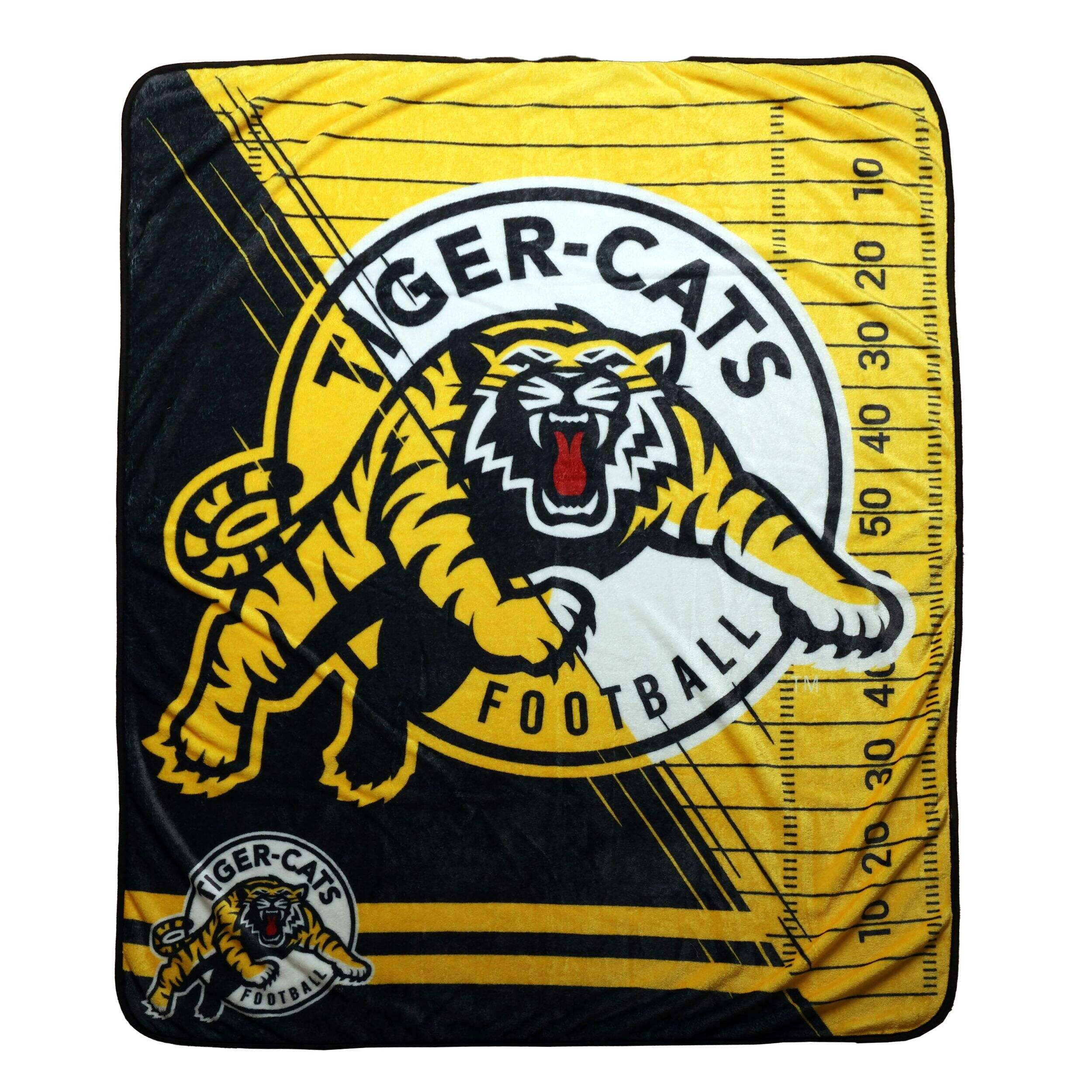 Jeté en peluche, logo des Tiger Cats de Hamilton de la LCF, rouge, 50 x 60 po Front_Flat