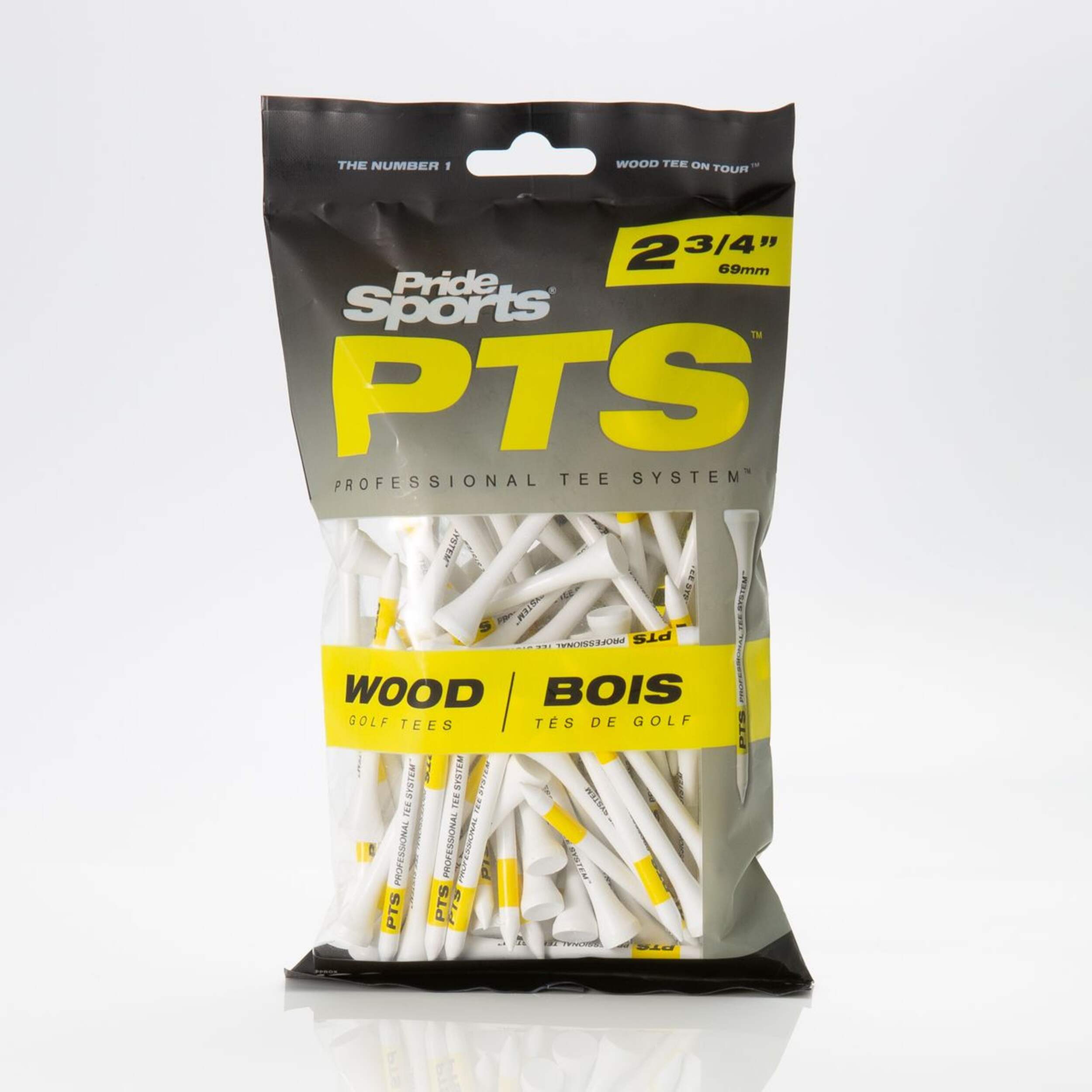 Tés de golf biodégradables en bois franc Pride Professional, 2-3/4 po, paq. 100, blanc Front_Angled_Right