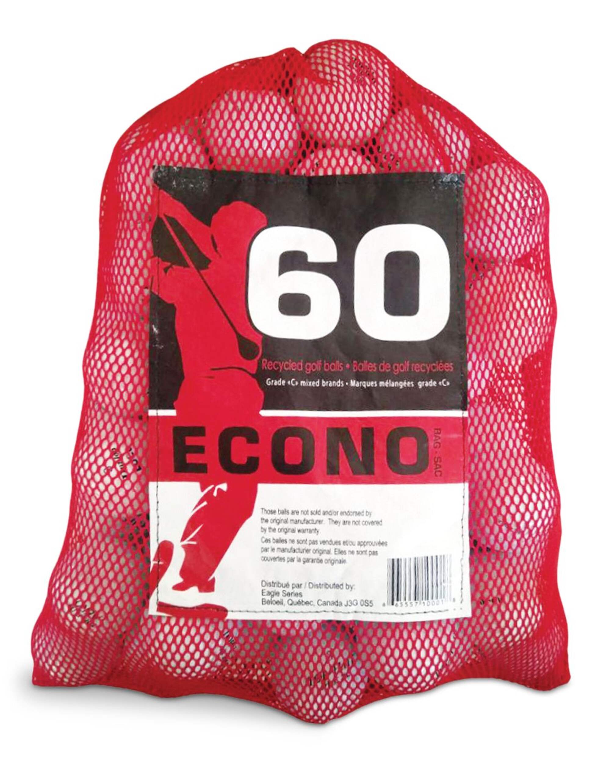 Econo Mixed Recycled Golf Balls, Grade C, 60-pk Front_Flat