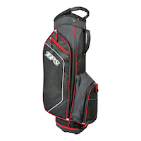 Sac chariot de golf PowerBilt Century V2 à 5 divisions, léger, noir/rouge Front_Three_Fourths_Angled_Left