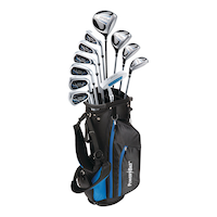 Ensemble de bâtons de golf PowerBilt V3 pour hommes, gaucher, noir/bleu Front_Elevated
