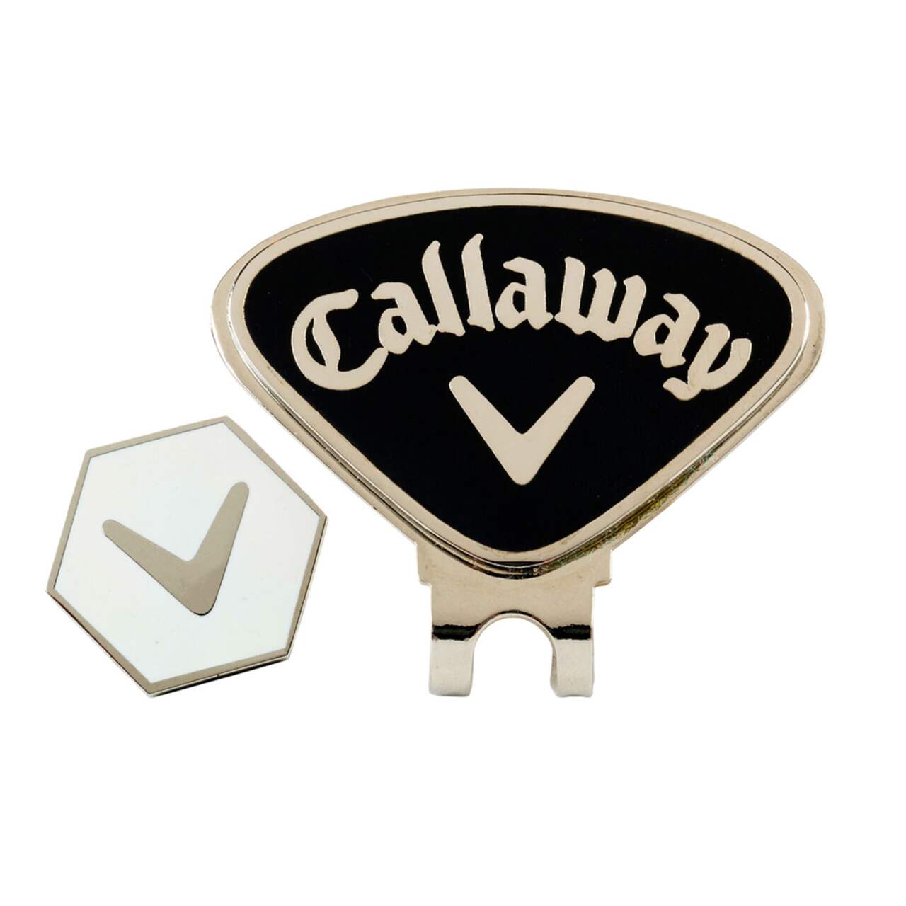 Golf hat with outlet magnetic ball marker