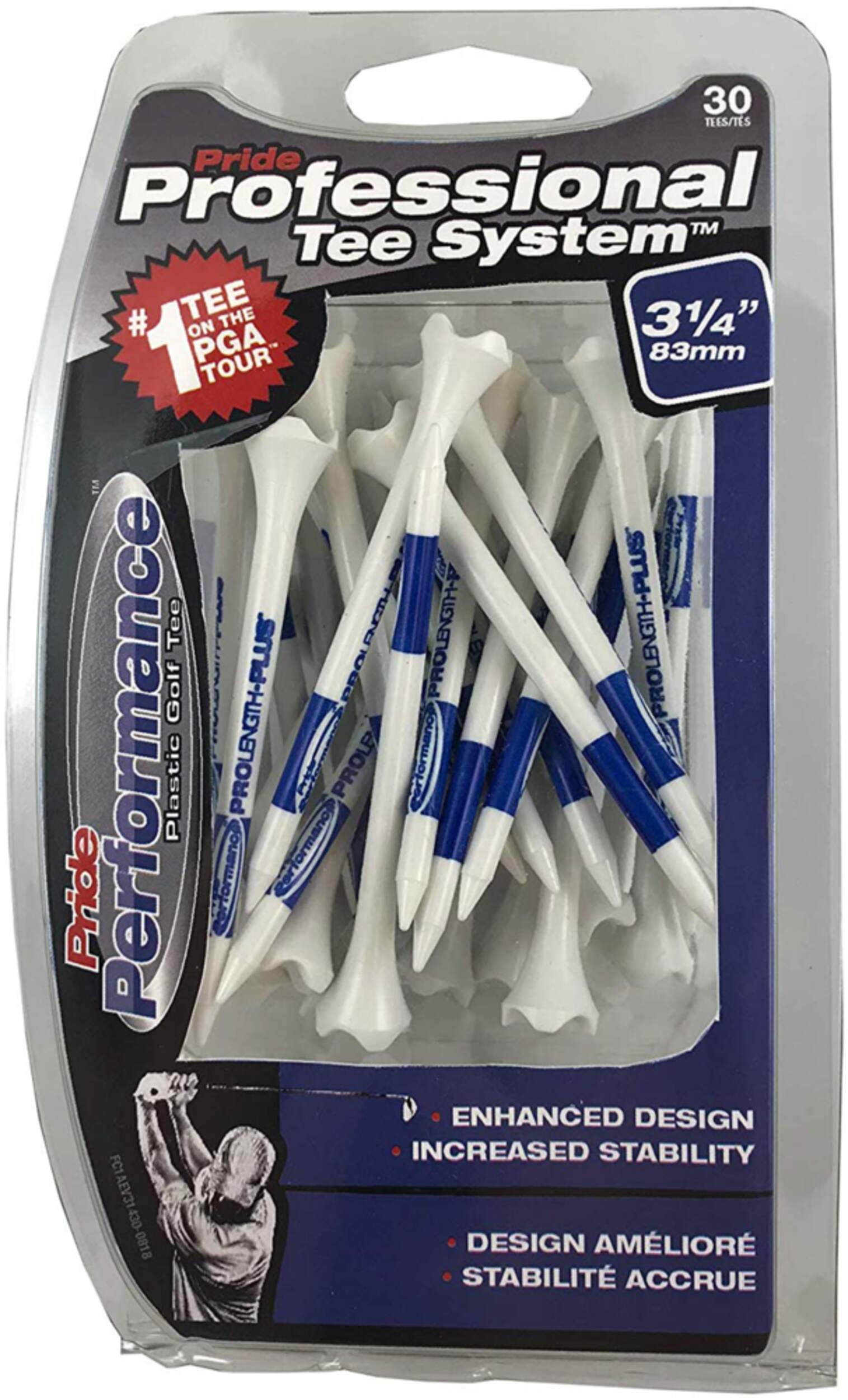 Pride Performance Plastic Golf Tee, 3-1/4-in, 30-pk, White Front_Flat