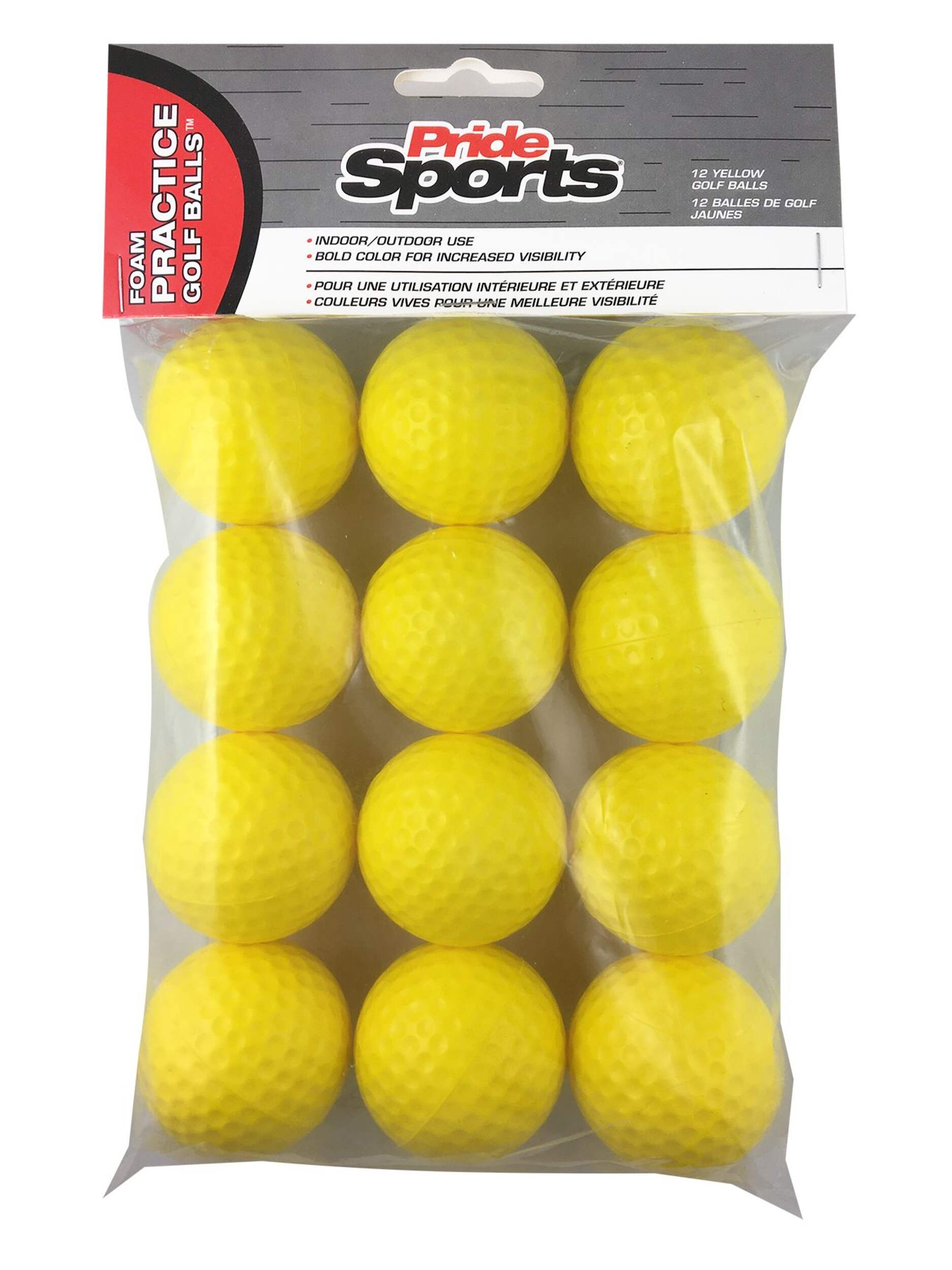 PrideSports Foam Practice Golf Balls, 12-pk, Yellow Front_Flat