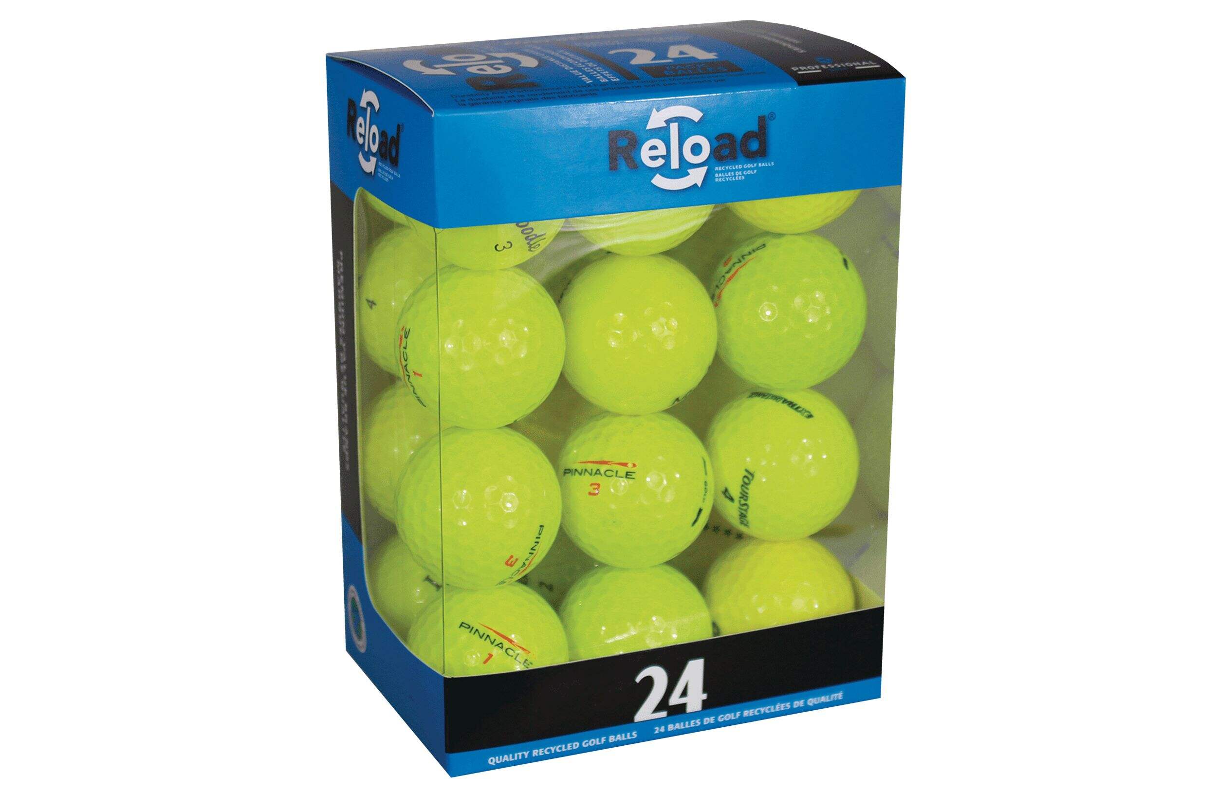Eagle : 24 Yellow Recycled Golf Balls Front_Angled_Right