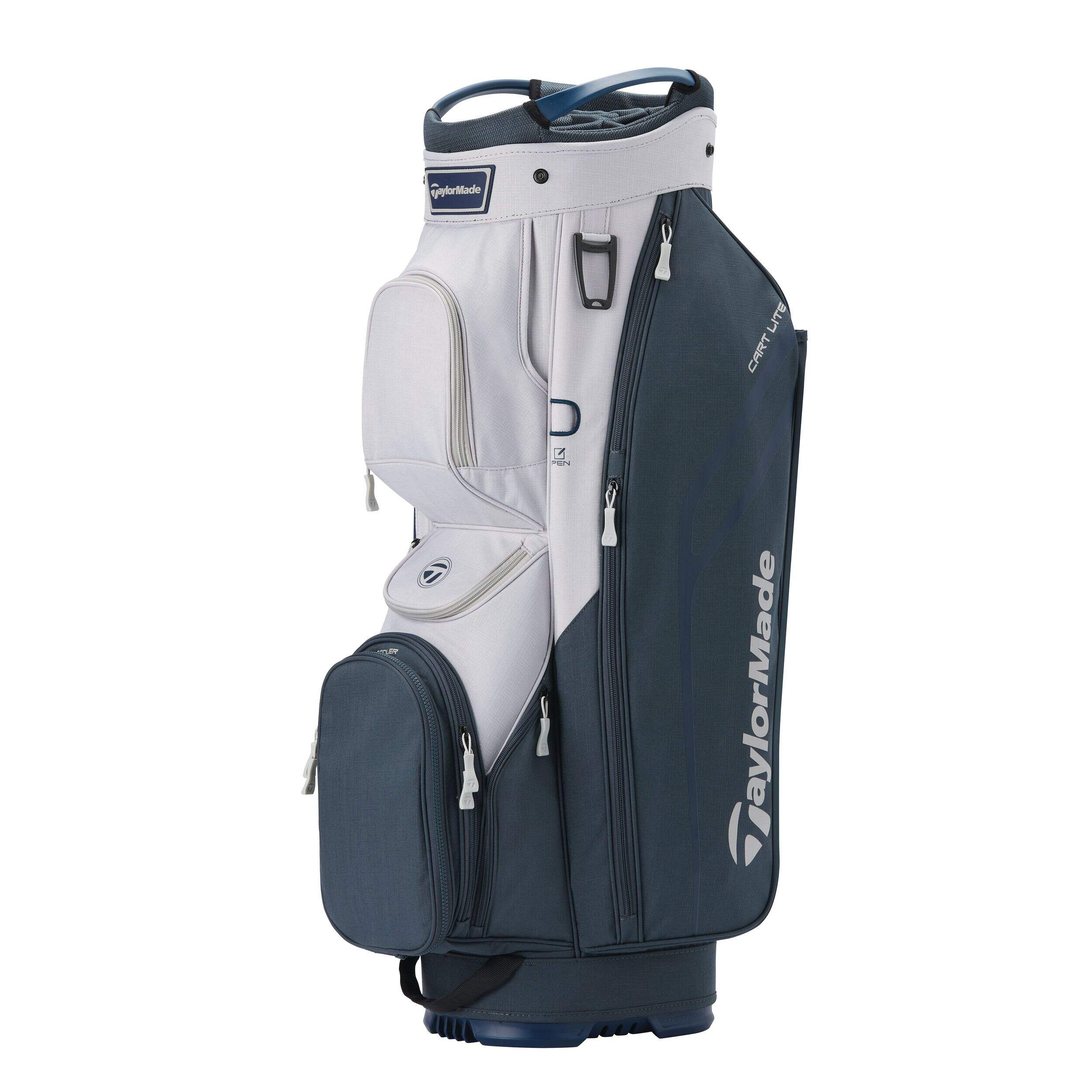 TaylorMade Cart Lite 14-Way Top Golf Stand Bag, Grey Front_Three_Fourths_Angled_Left