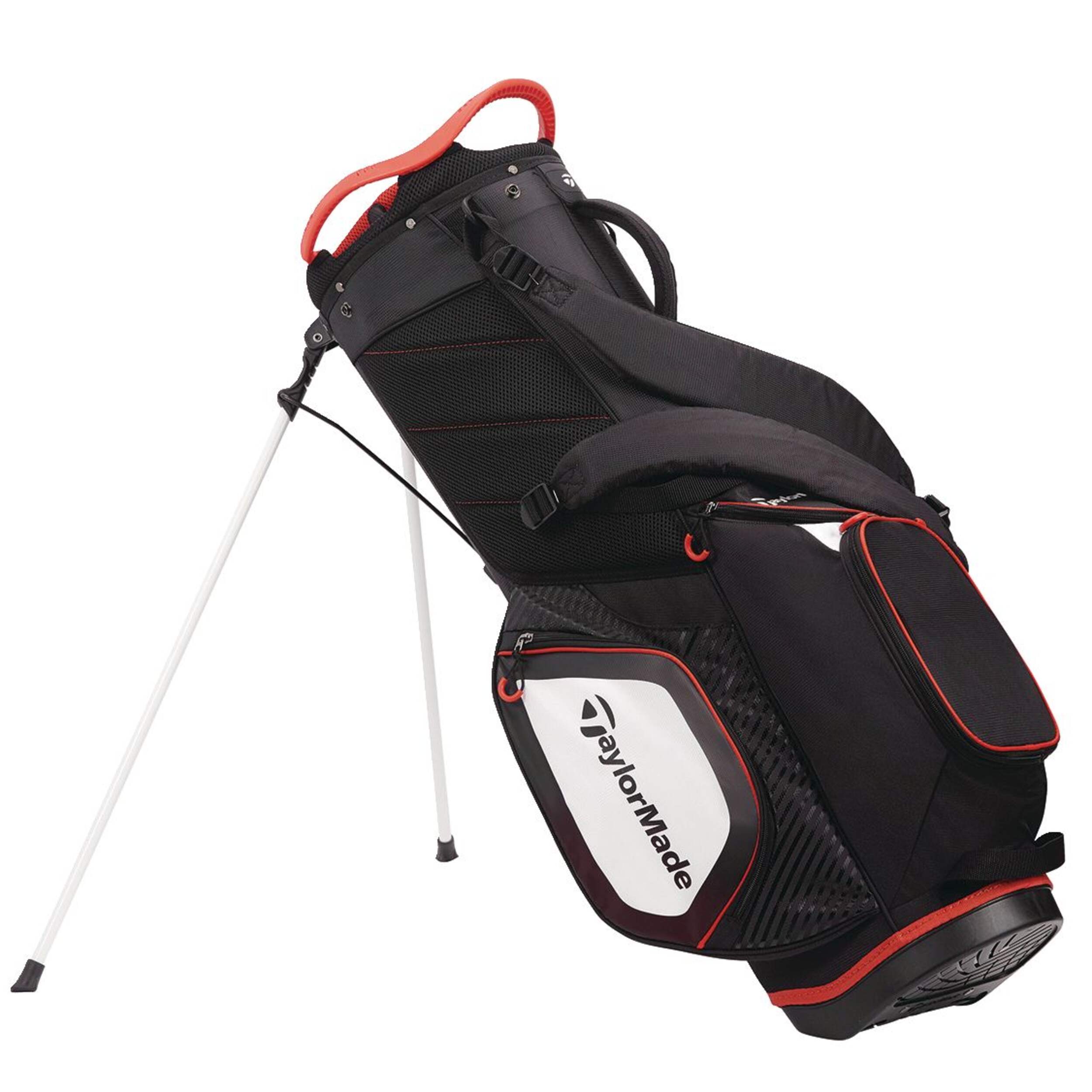 TaylorMade Pro Stand Golf Bag, Black/Red Front_Three_Fourths_Angled_Right
