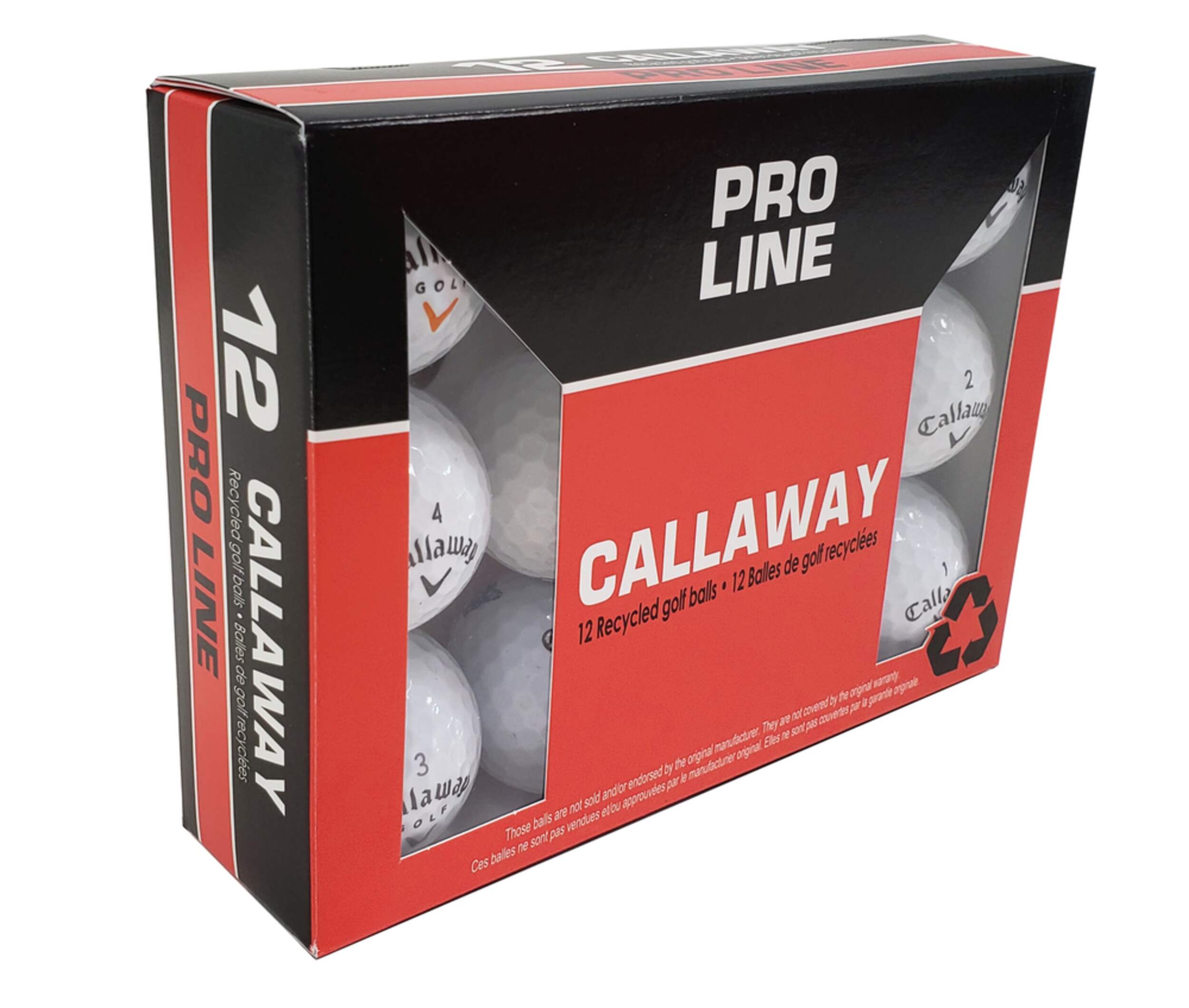 Eagle :12 Callaway Recycled Golf Balls Front_Three_Fourths_Angled_Right
