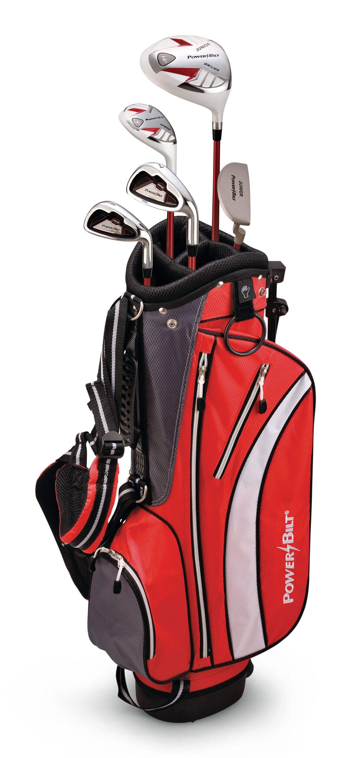 PowerBilt Junior Tour Golf Club Set, Ages 9-12, Right-Hand, Red Front_Angled_Left