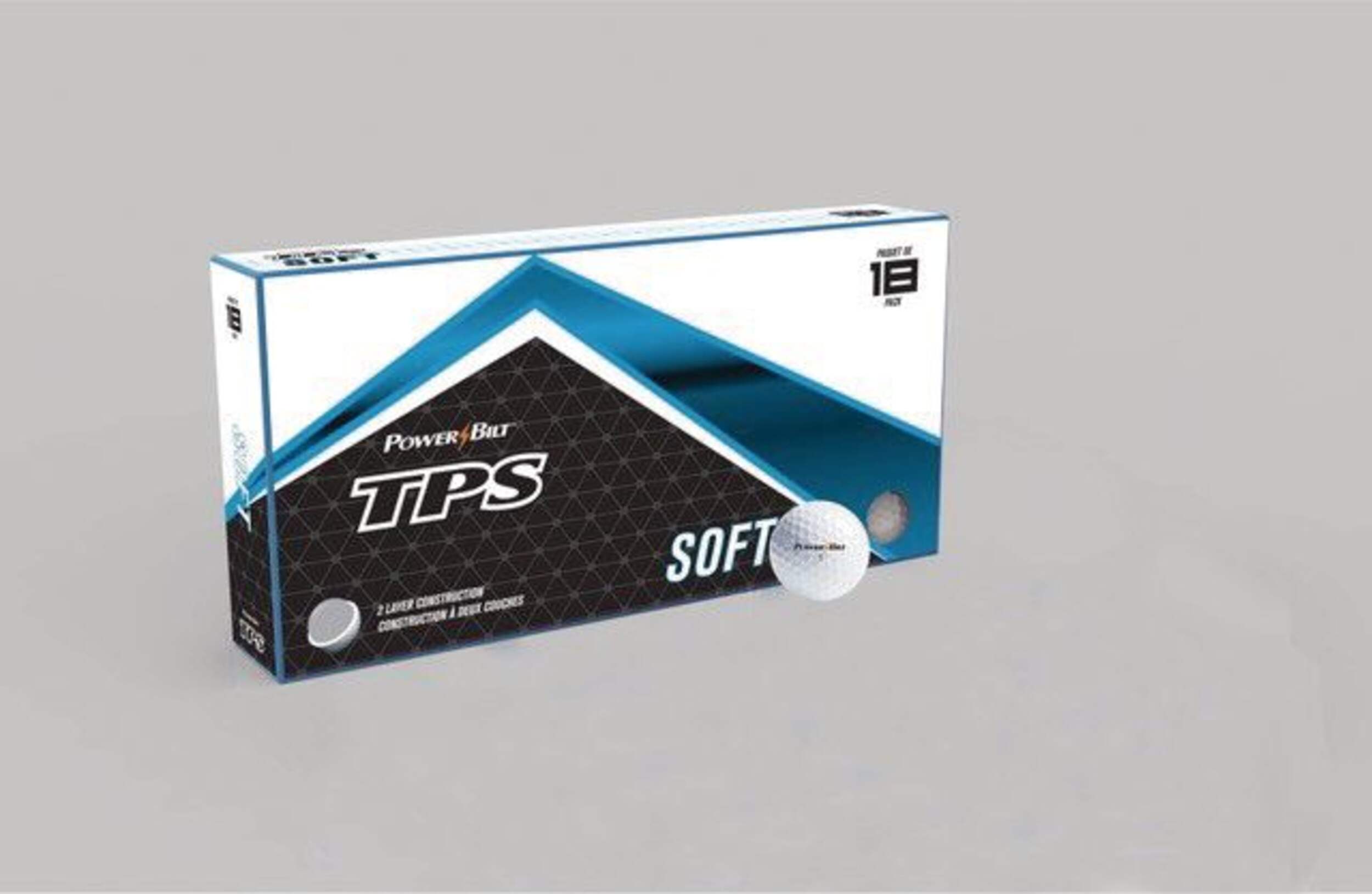 PowerBilt Soft Golf Balls, White, 18-pk Front_Angled_Right