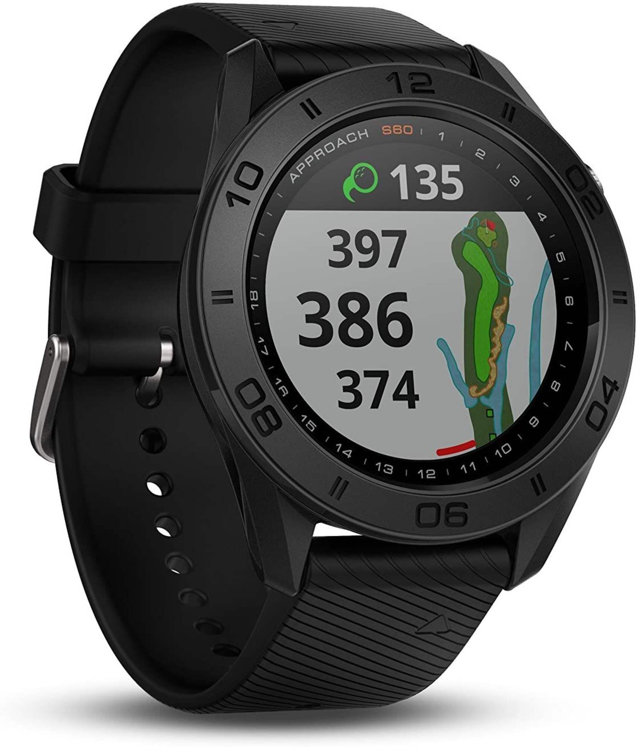 Garmin Approach S60 Golf GPS Watch, Black Front_Angled_Right
