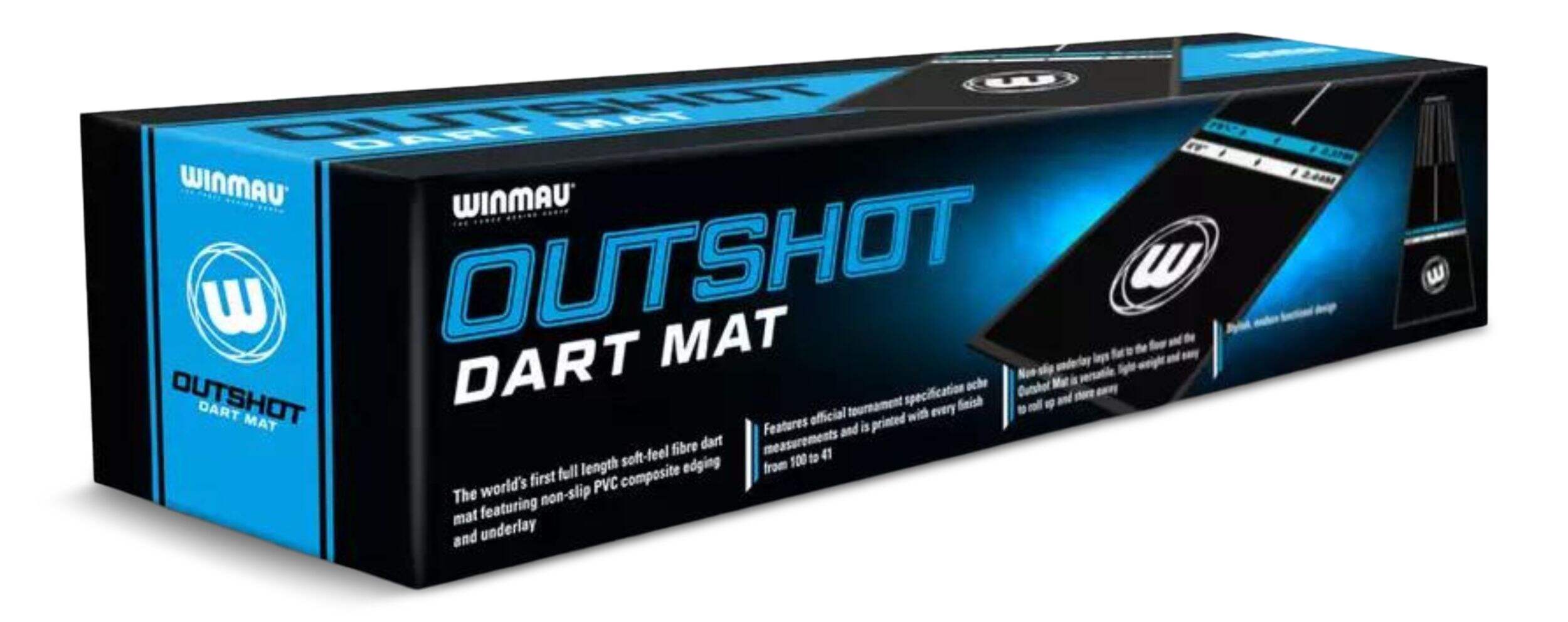 Winmau Outshot PVC Anti-Slip Dart Mat Floor Protector w/ Tournament Oche Measurement Lines Front_Angled_Right