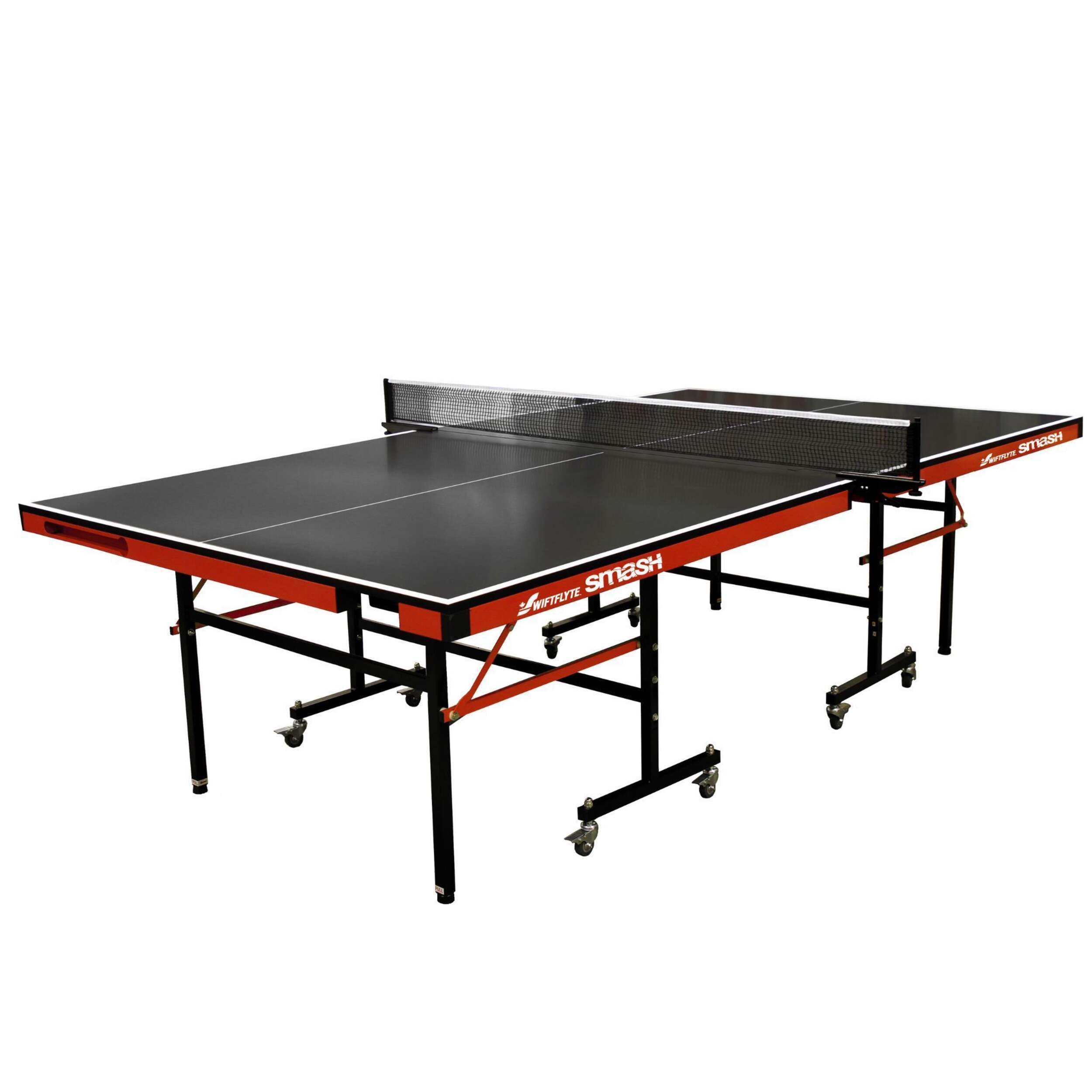 Swiftflyte Smash Foldable Table Tennis/Ping Pong Table Set w/ Net, Balls & Rackets/Paddles Front_Three_Fourths_Angled_Left