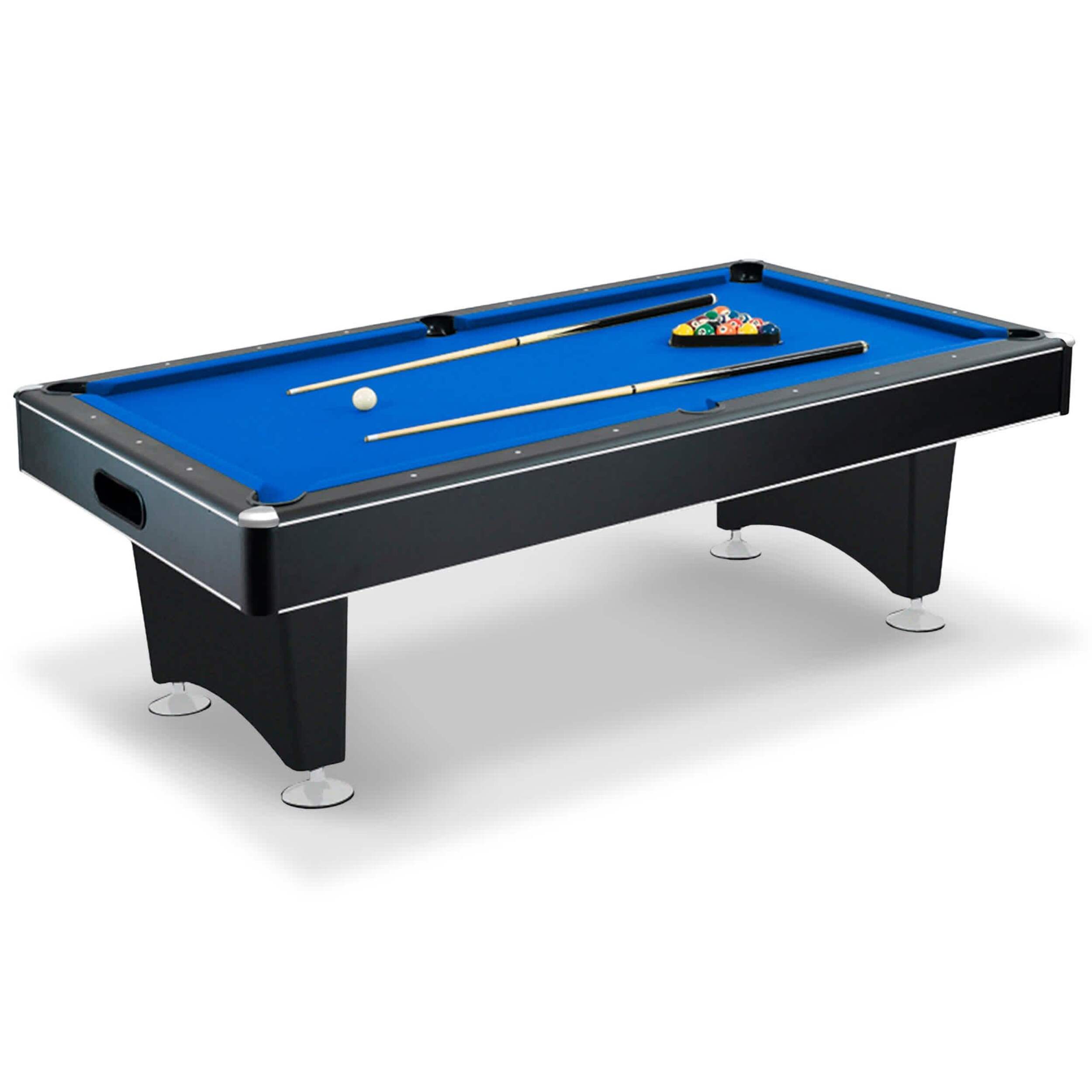 Hathaway Hustler Pool/Billiards Table w/ Balls, Cues & Accessories, Black, 7-ft Front_Angled_Left