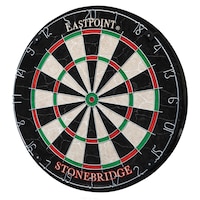 EastPoint Stonebridge Sisal Bristle Dartboard w/ Staple-Free Bullseye, Official Size Front_Angled_Left
